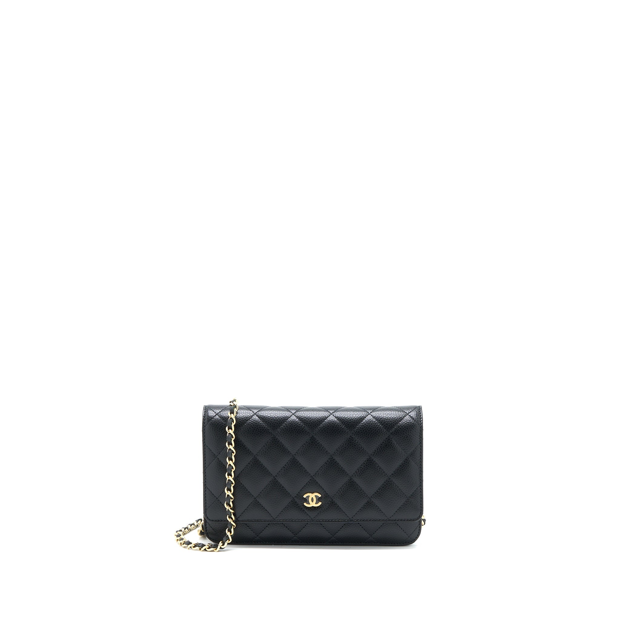 CHANEL CLASSIC WALLET ON CHAIN CAVIAR BLACK GHW (MICROCHIP)