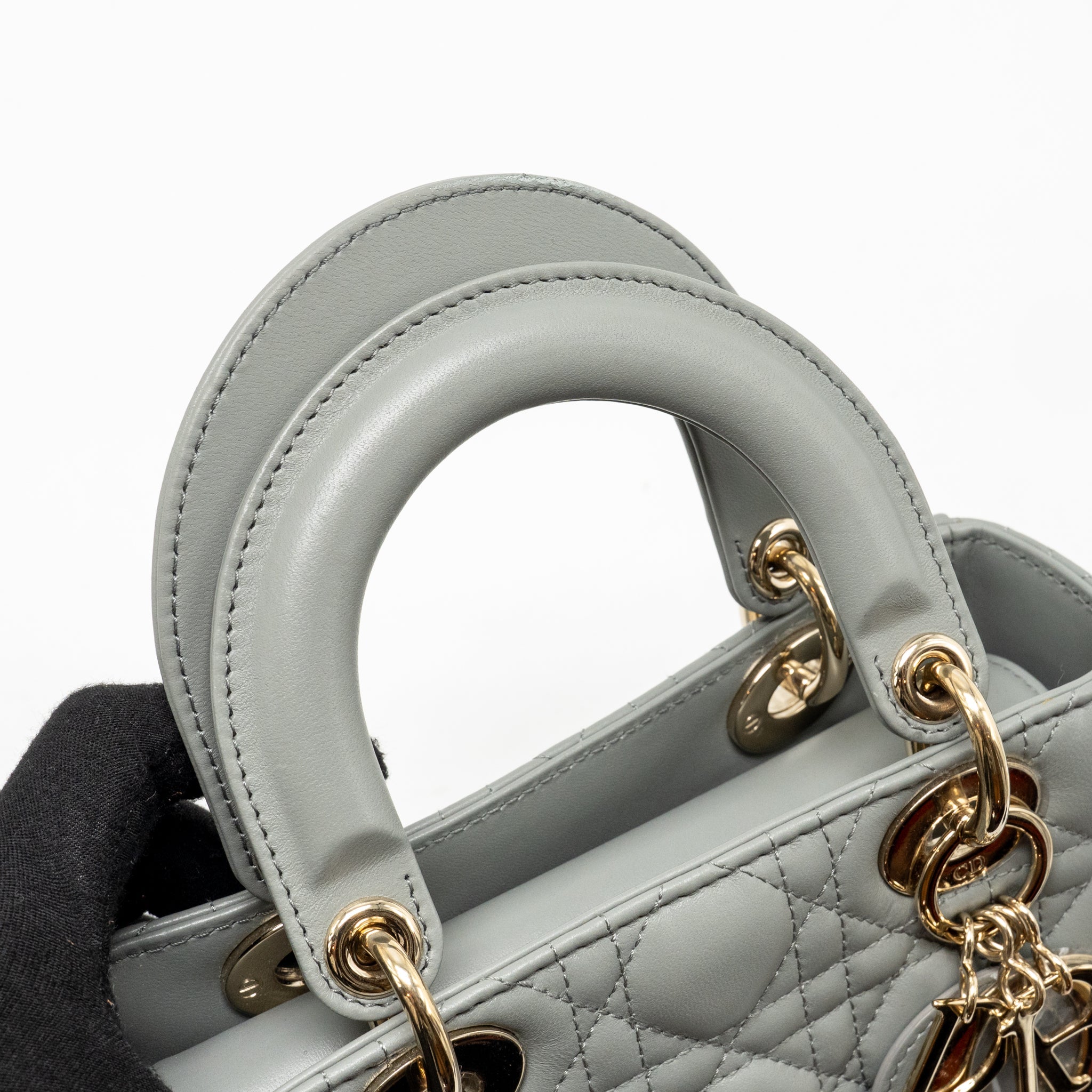 DIOR SMALL LADY DIOR MY ABCDIOR BAG LAMBSKIN GREY STONE LGHW