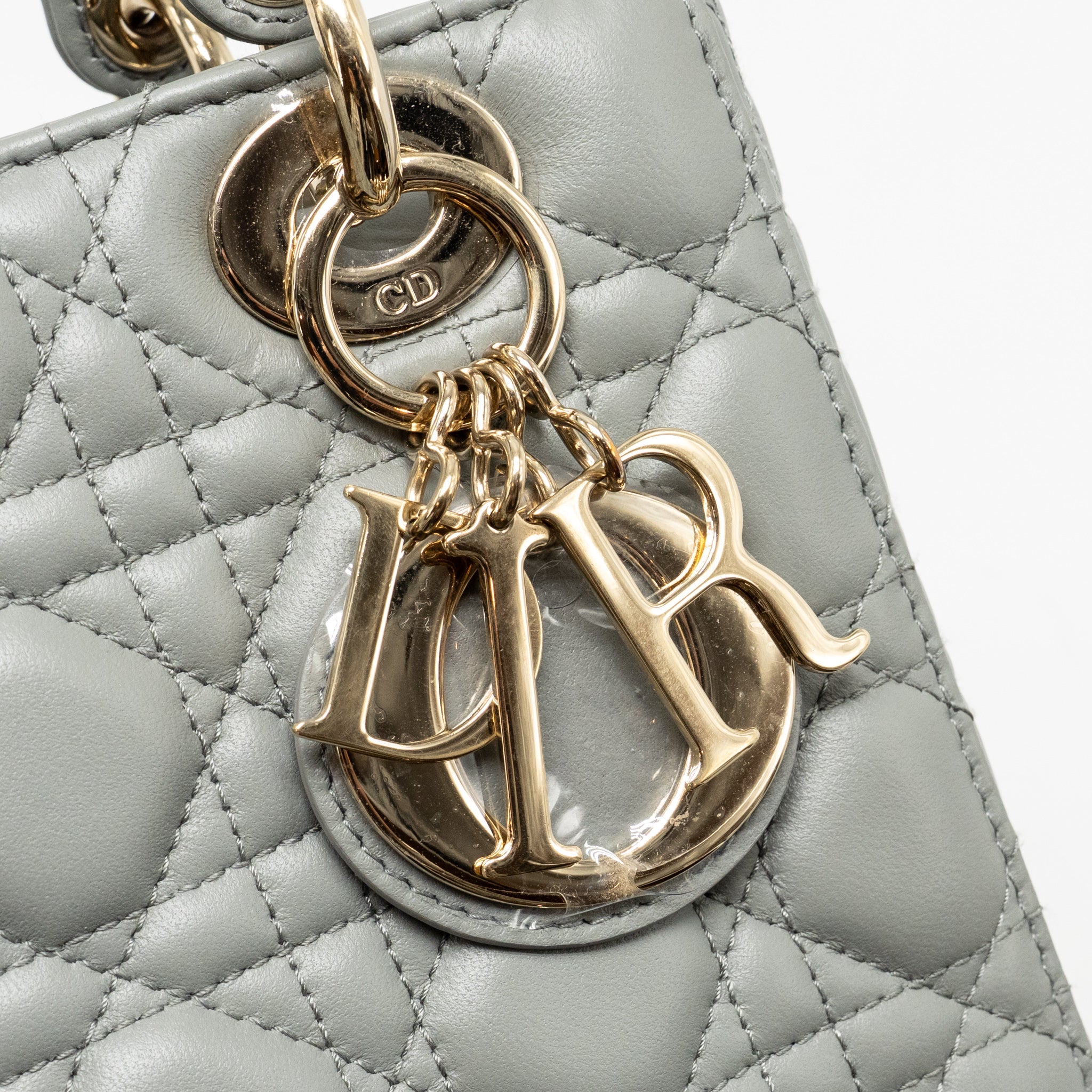 DIOR SMALL LADY DIOR MY ABCDIOR BAG LAMBSKIN GREY STONE LGHW