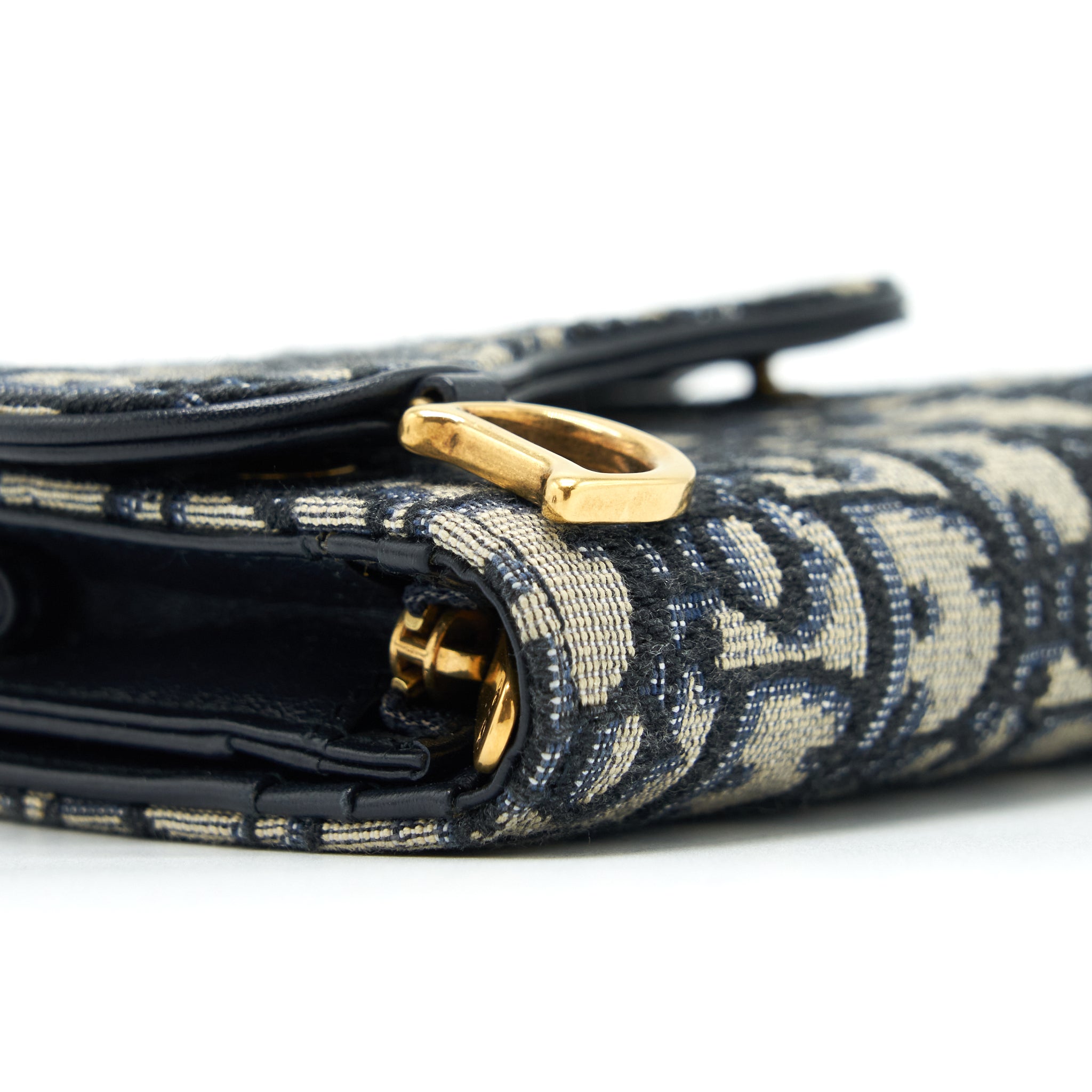 DIOR SADDLE COMPACT WALLET BLUE OBLIQUE CANVAS GHW