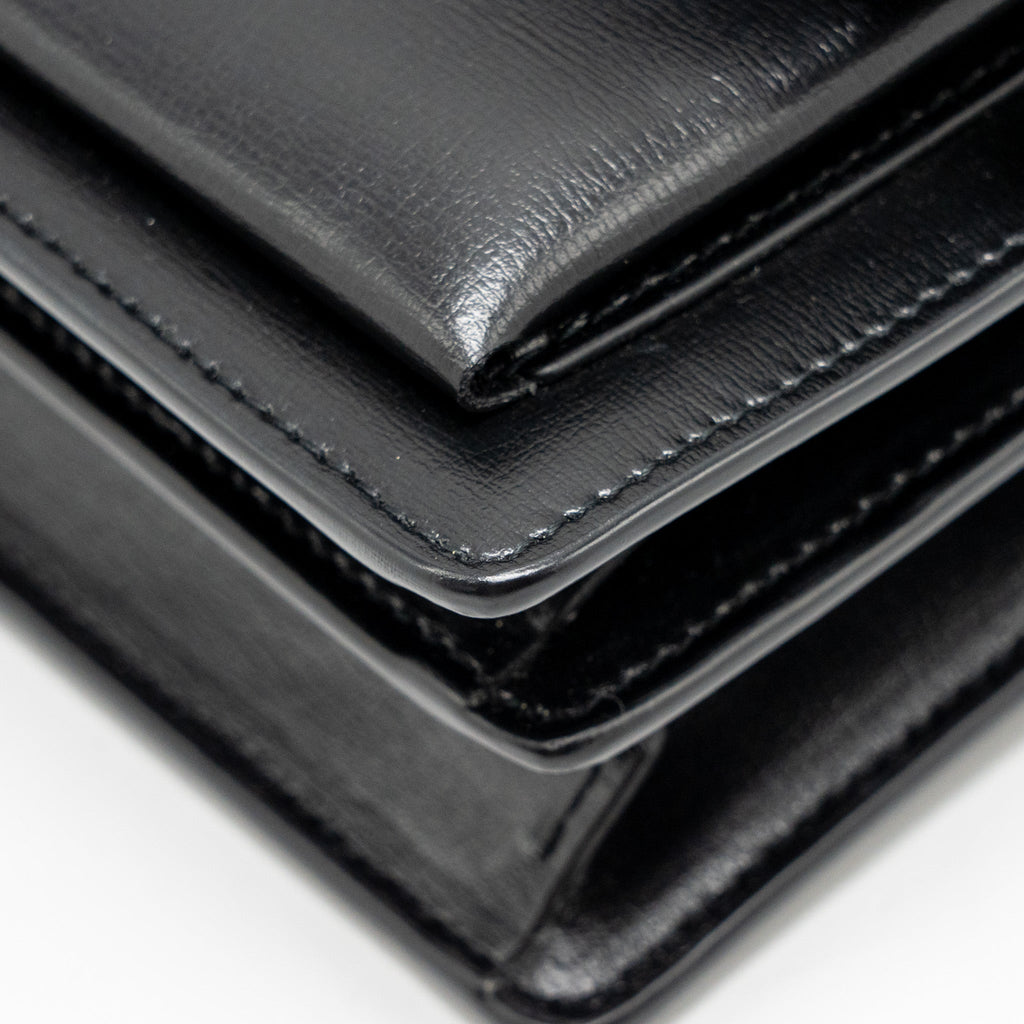 SAINT LAURENT / YSL MEDIUM SUNSET BAG BLACK CALFSKIN BLACK HARDWARE