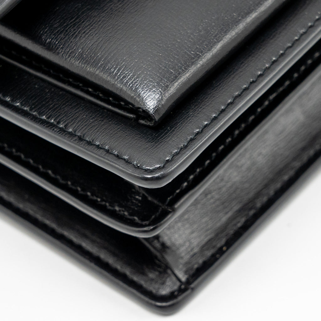 SAINT LAURENT / YSL MEDIUM SUNSET BAG BLACK CALFSKIN BLACK HARDWARE