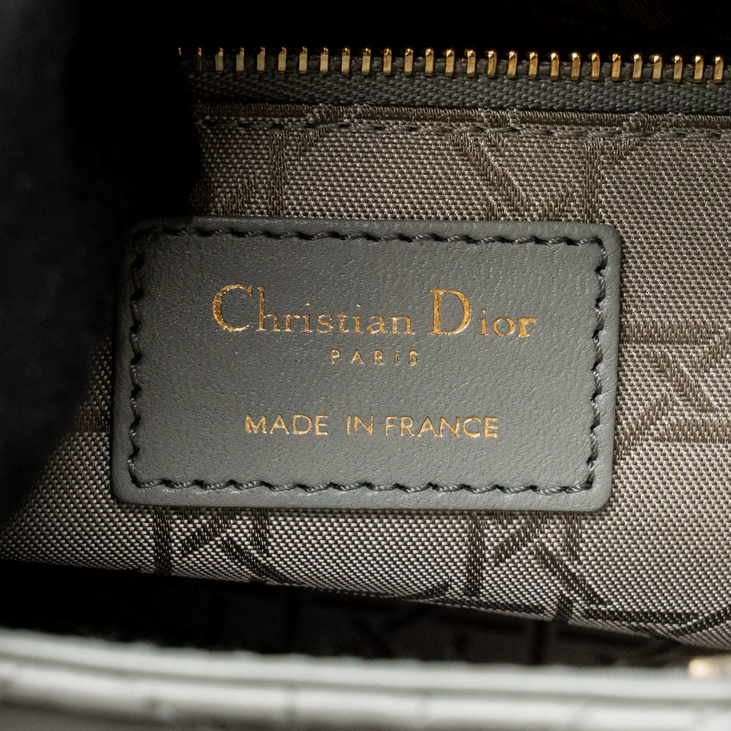 DIOR SMALL LADY DIOR MY ABCDIOR BAG LAMBSKIN GREY STONE LGHW