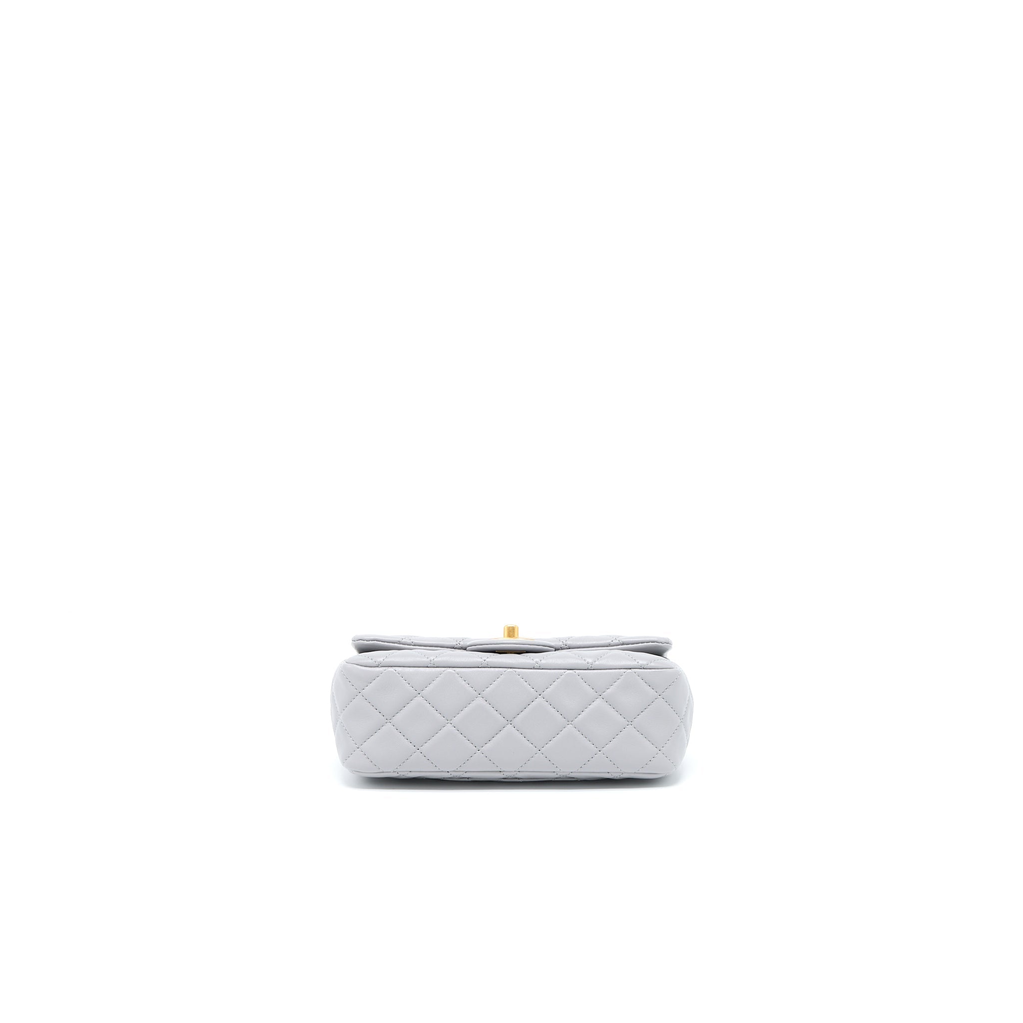 CHANEL PEARL CRUSH MINI RECTANGULAR FLAP BAG LAMBSKIN LIGHT GREY BRUSHED GHW (MICROCHIP)