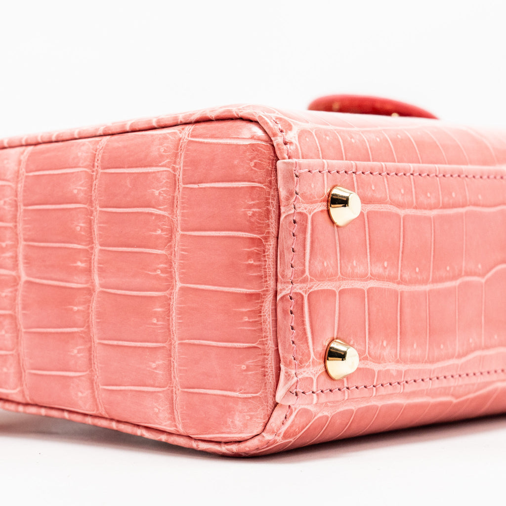 DIOR MINI LADY DIOR CROCODILE PINK LGHW