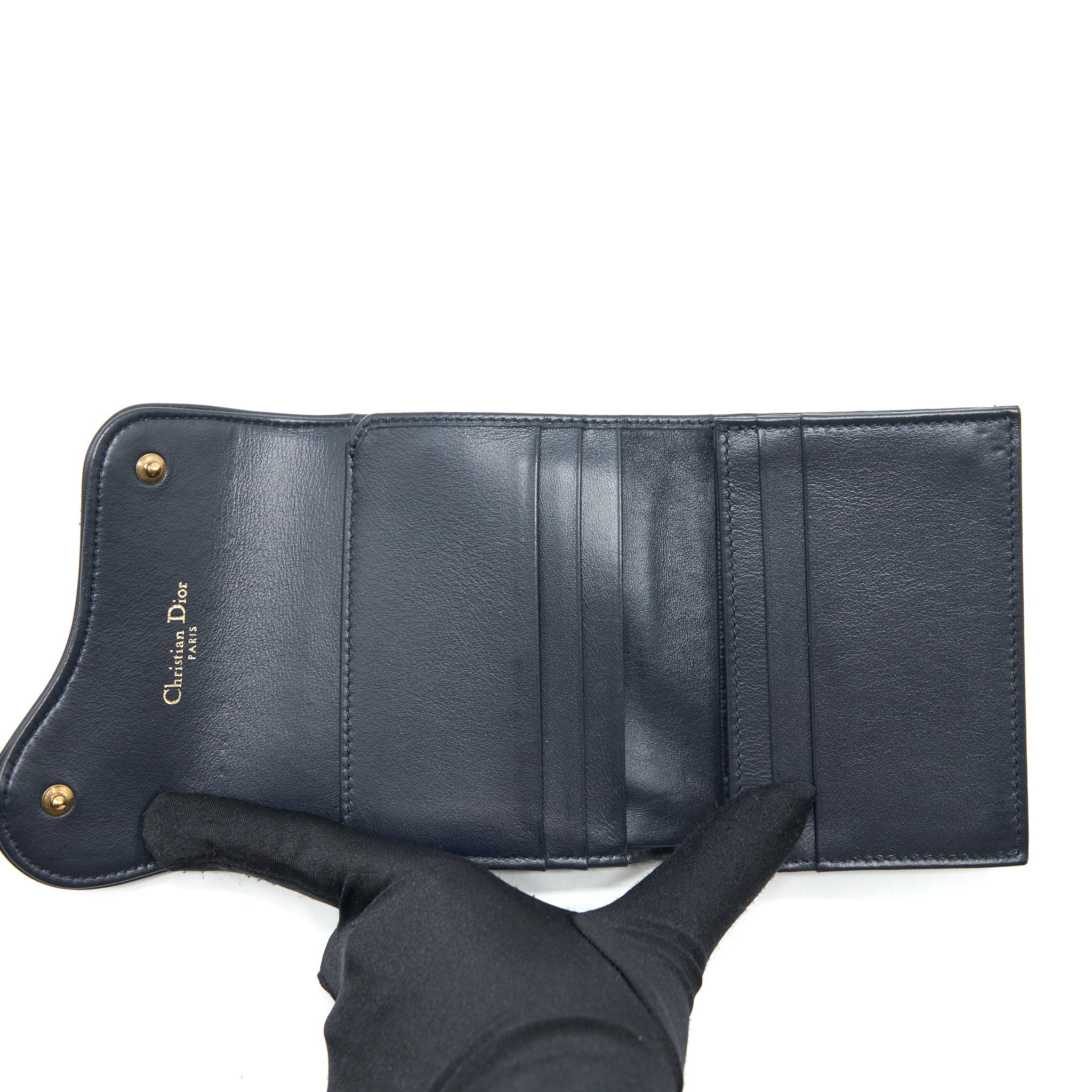 DIOR SADDLE COMPACT WALLET BLUE OBLIQUE CANVAS GHW