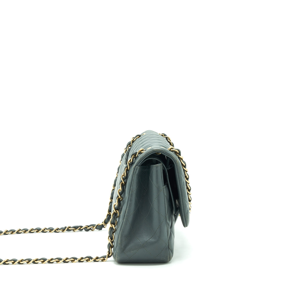 CHANEL JUMBO CLASSIC DOUBLE FLAP BAG LAMBSKIN GREY SHW