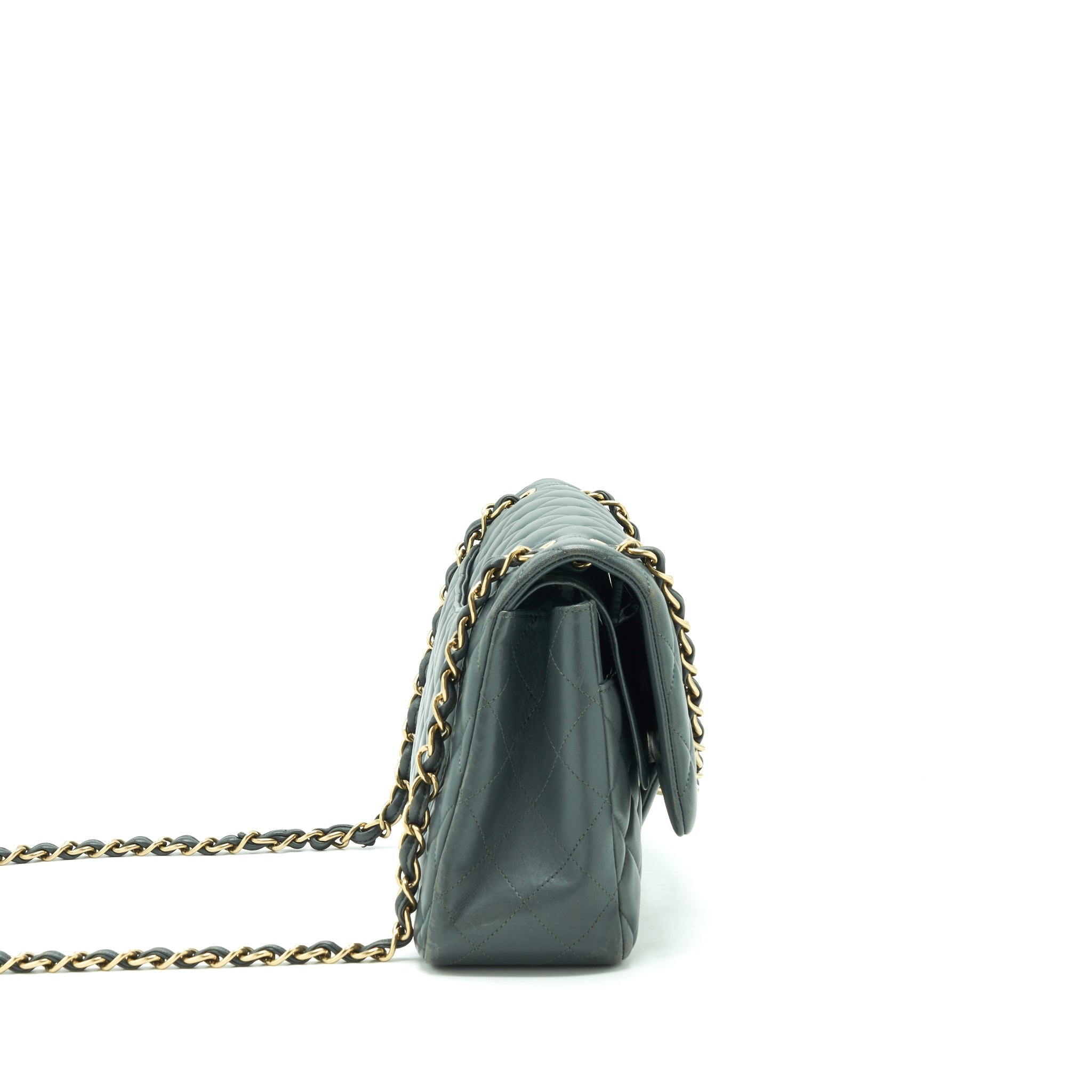 CHANEL JUMBO CLASSIC DOUBLE FLAP BAG LAMBSKIN GREY SHW