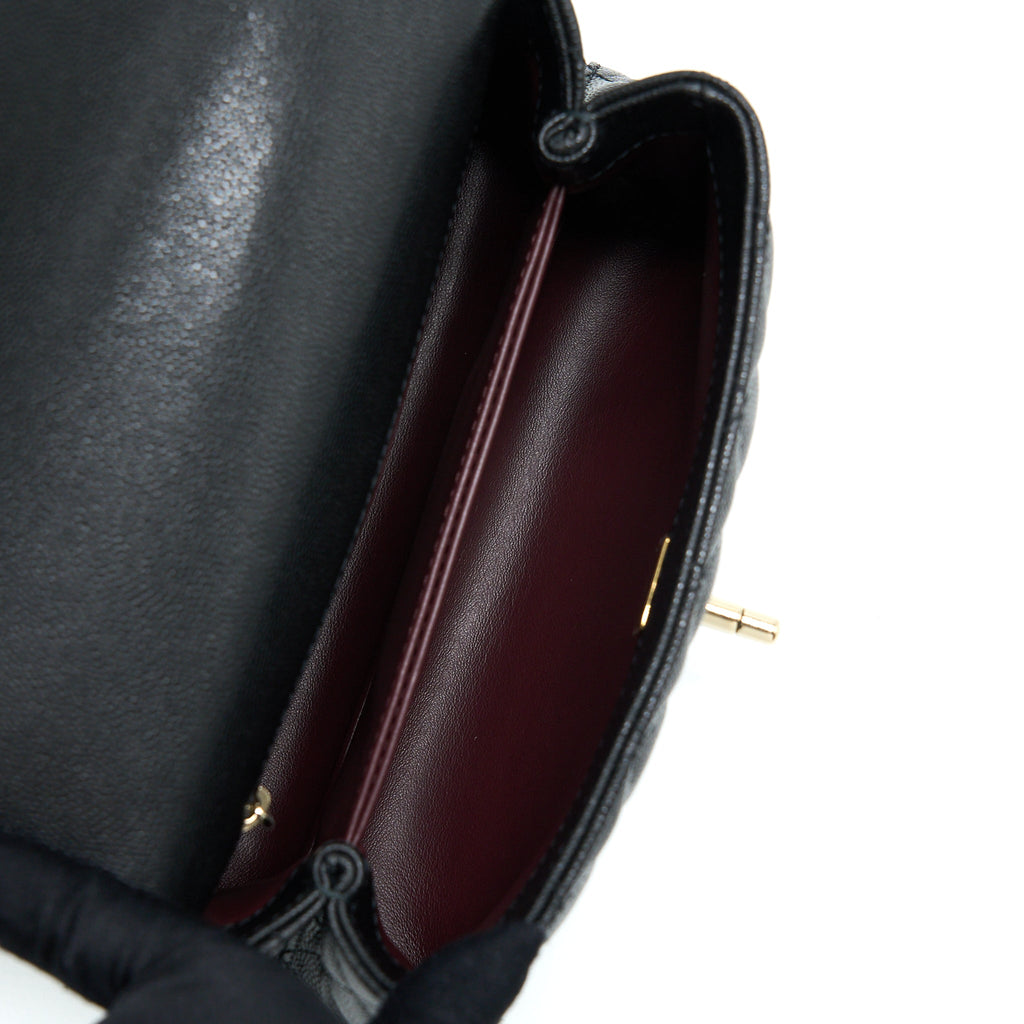 CHANEL SMALL COCO HANDLE CAVIAR BLACK LGHW (MICROCHIP)