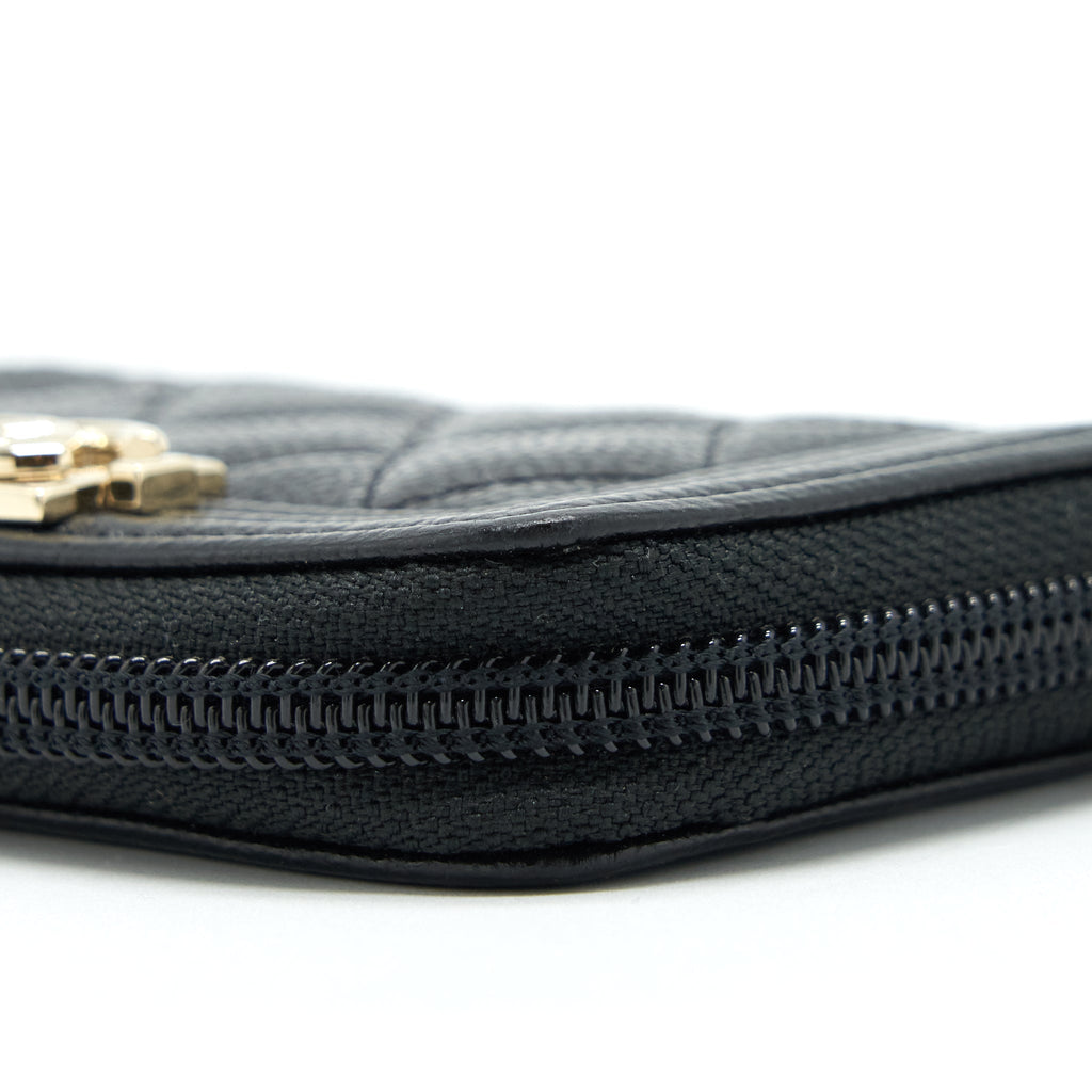 CHANEL CLASSIC BOY ZIP CARDHOLDER CAVIAR BLACK LGHW