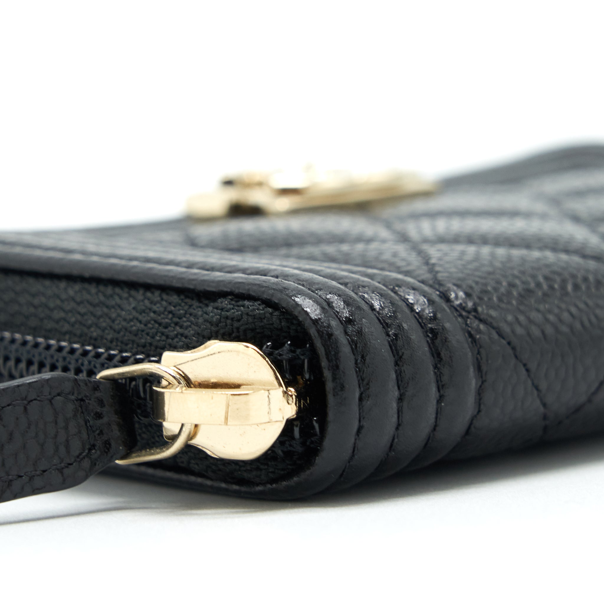 CHANEL CLASSIC BOY ZIP CARDHOLDER CAVIAR BLACK LGHW