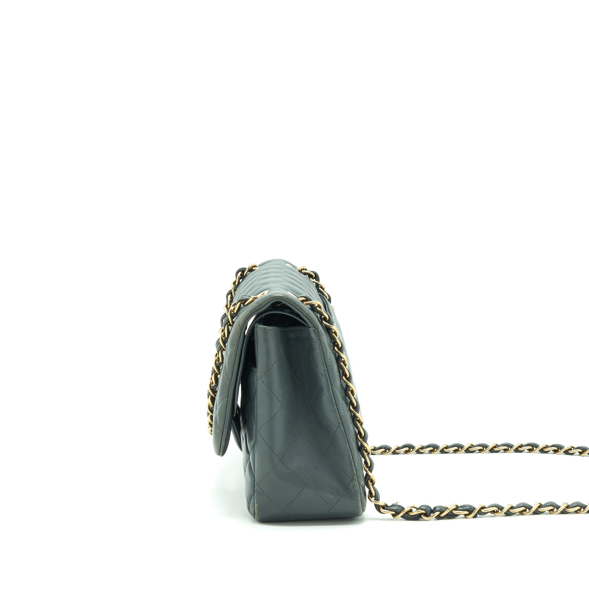 CHANEL JUMBO CLASSIC DOUBLE FLAP BAG LAMBSKIN GREY SHW