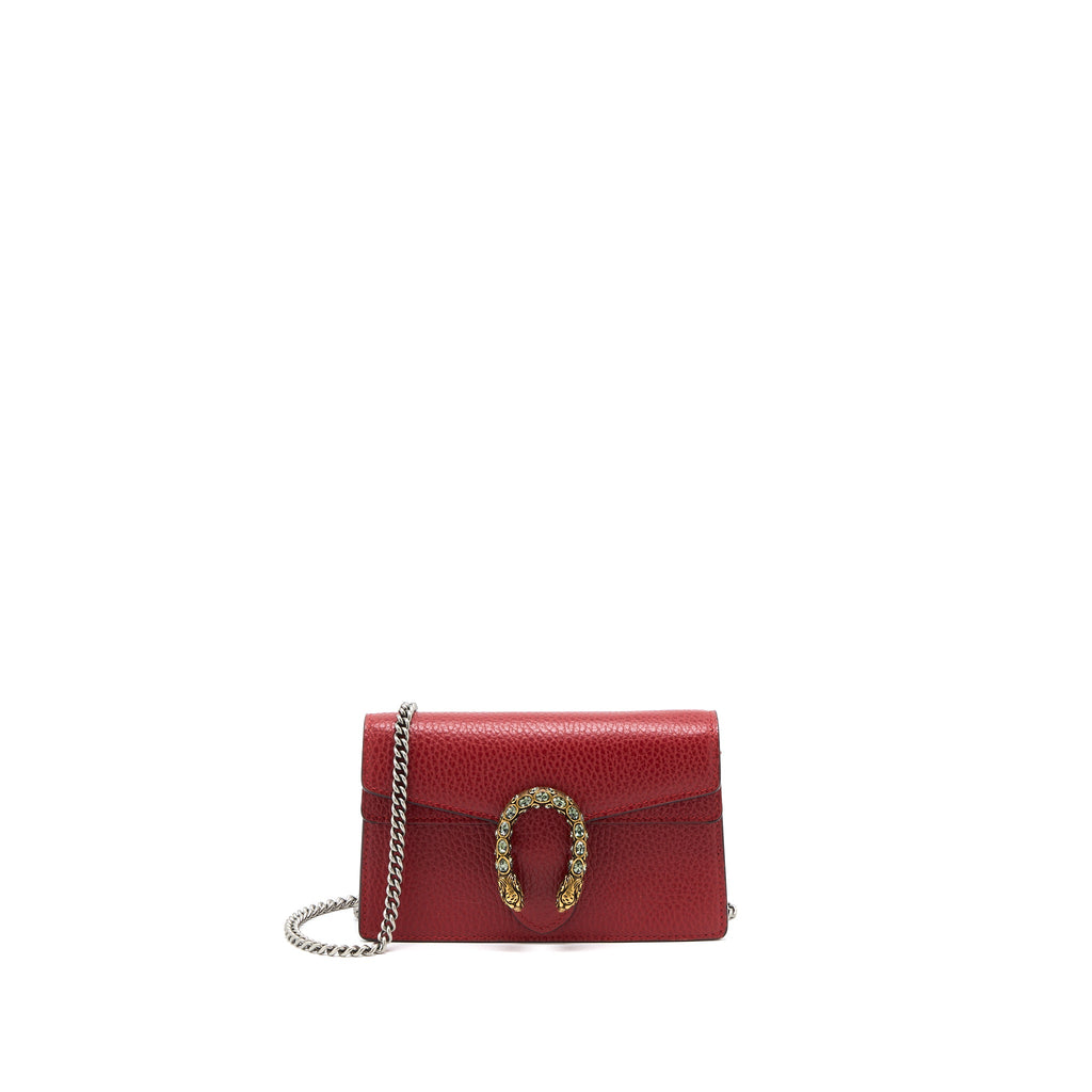 GUCCI SUPER MINI DIONYSUS CALFSKIN RED RUTHENIUM SHW