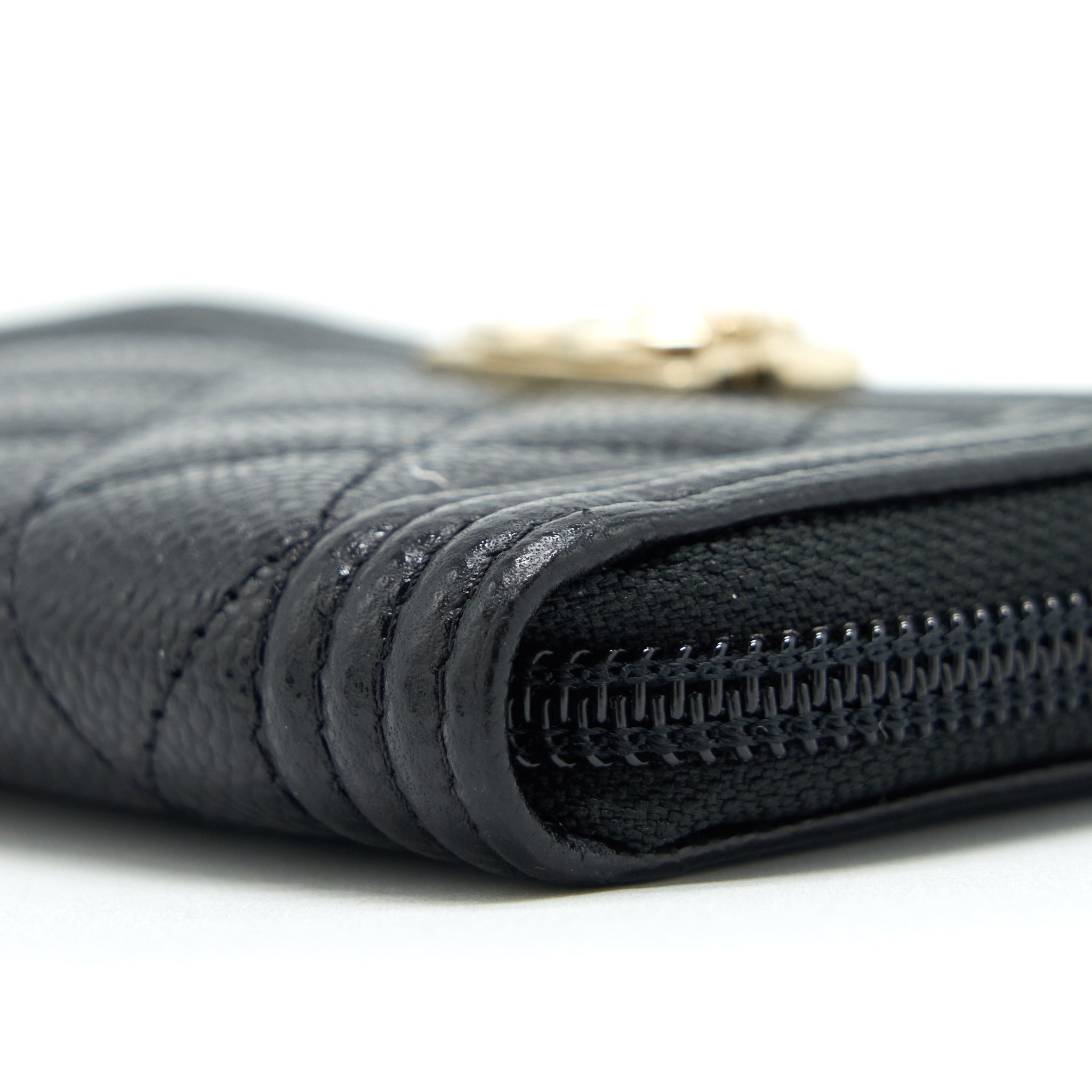 CHANEL CLASSIC BOY ZIP CARDHOLDER CAVIAR BLACK LGHW