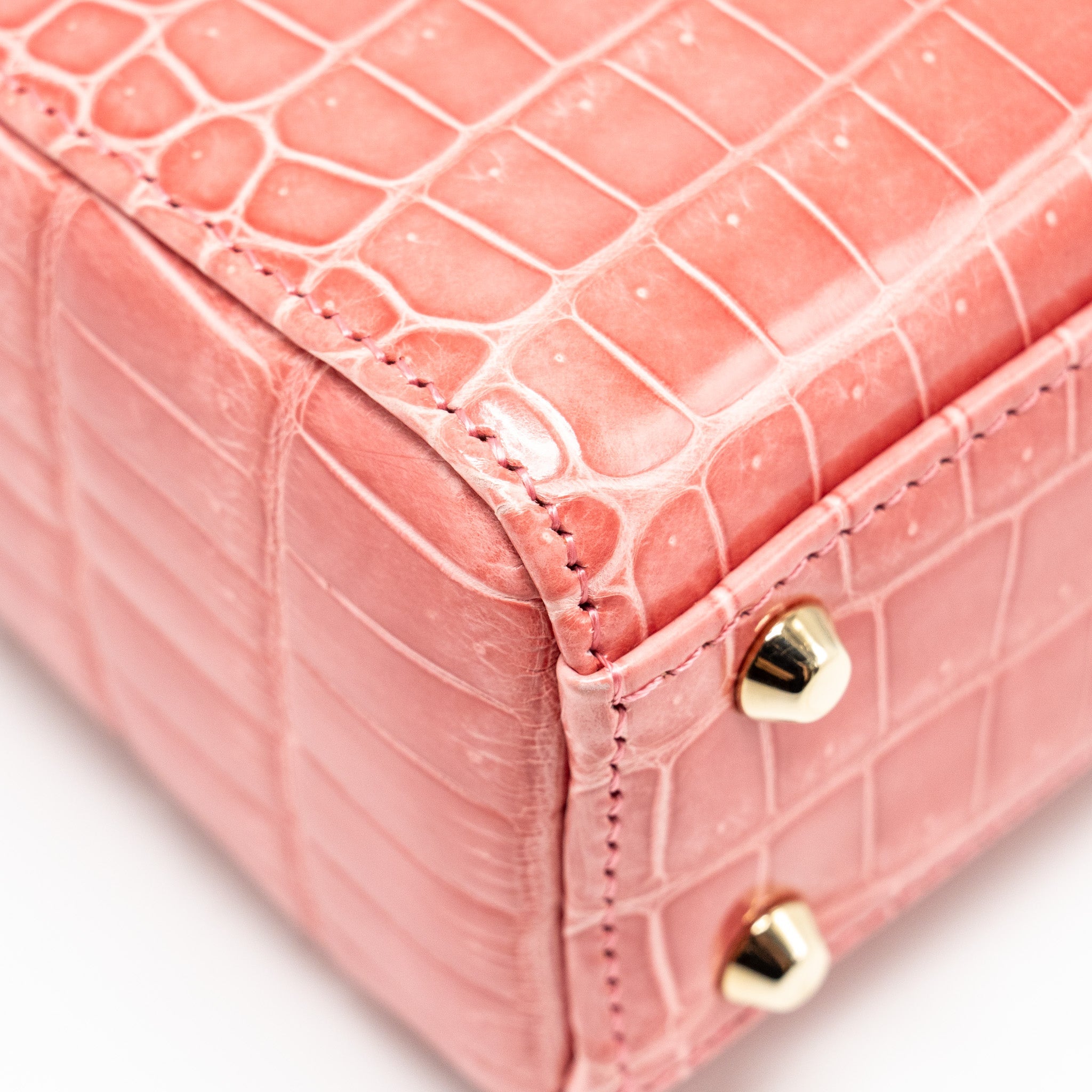 DIOR MINI LADY DIOR CROCODILE PINK LGHW
