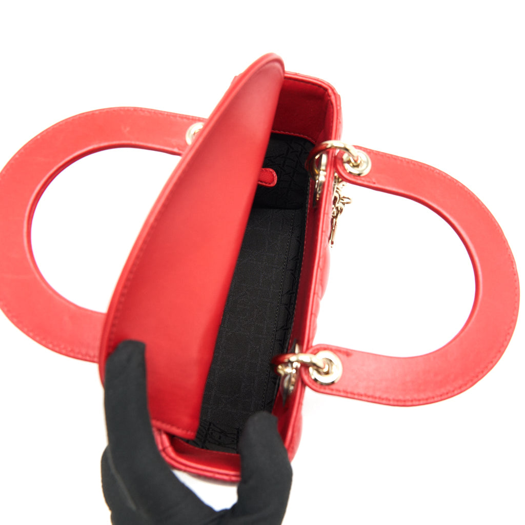 DIOR SMALL LADY DIOR BAG IN RED GHW