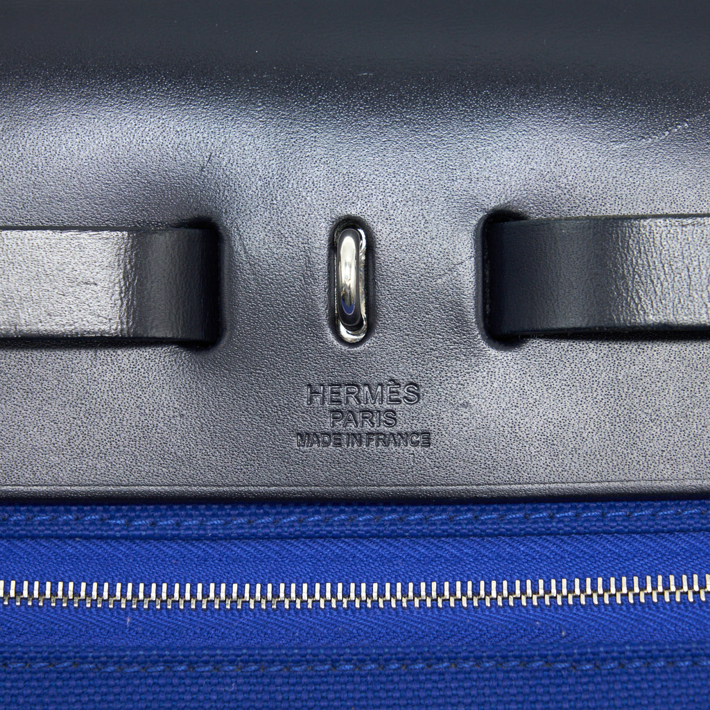 HERMES HERBAG ZIP 31 BAG BLUE ELECTRIQUE / BLACK SHW