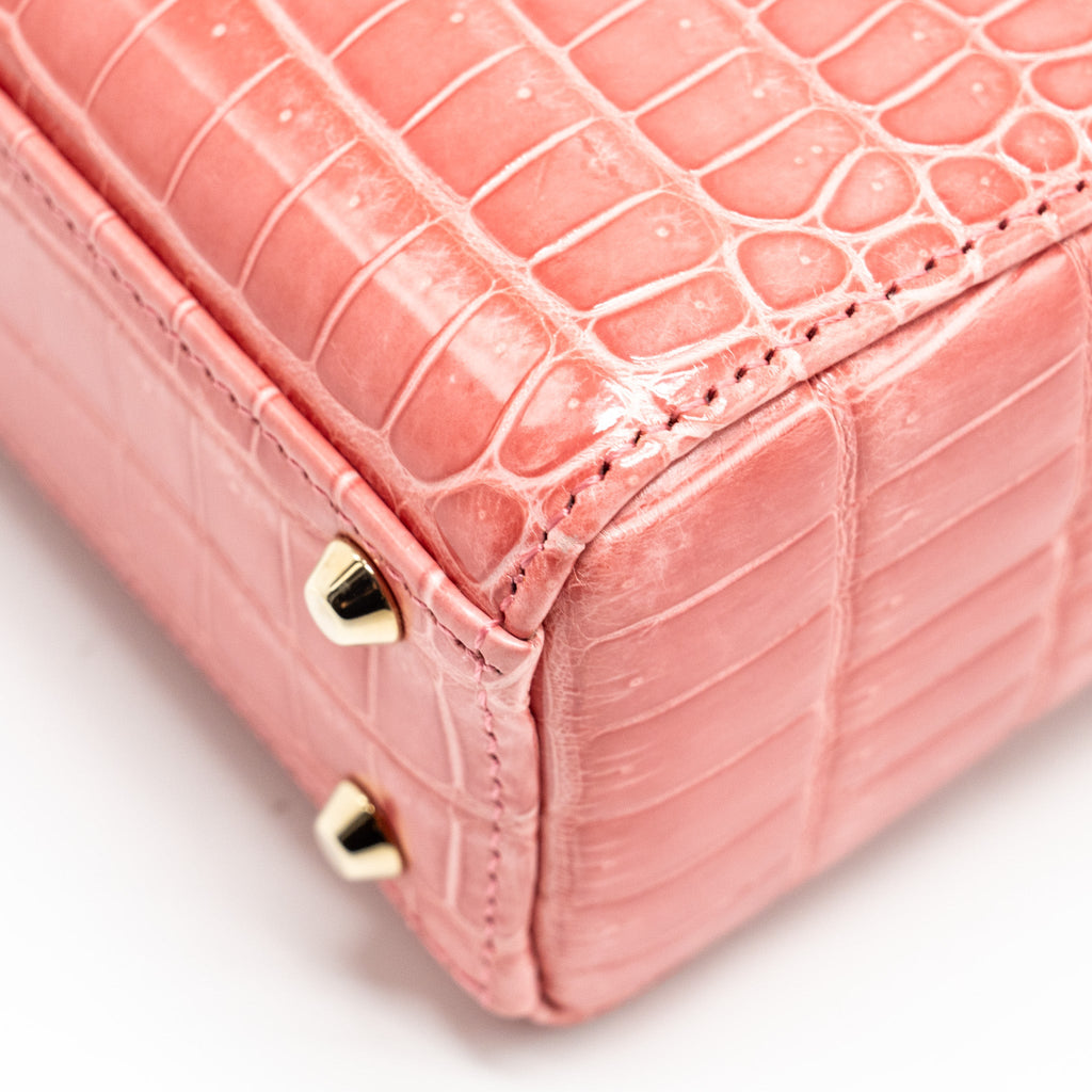 DIOR MINI LADY DIOR CROCODILE PINK LGHW