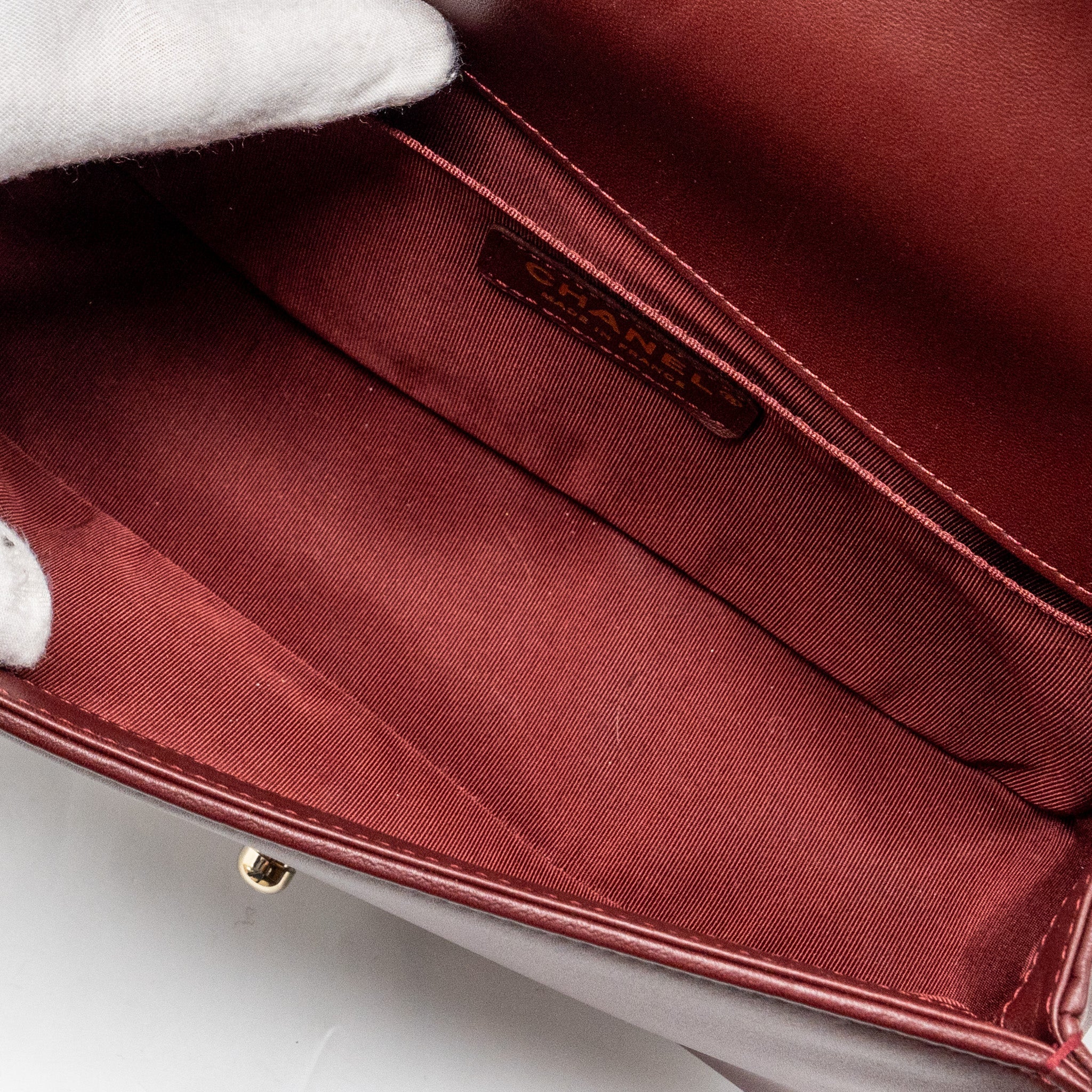 CHANEL MEDIUM BOY BAG LAMBSKIN DARK RED LGHW