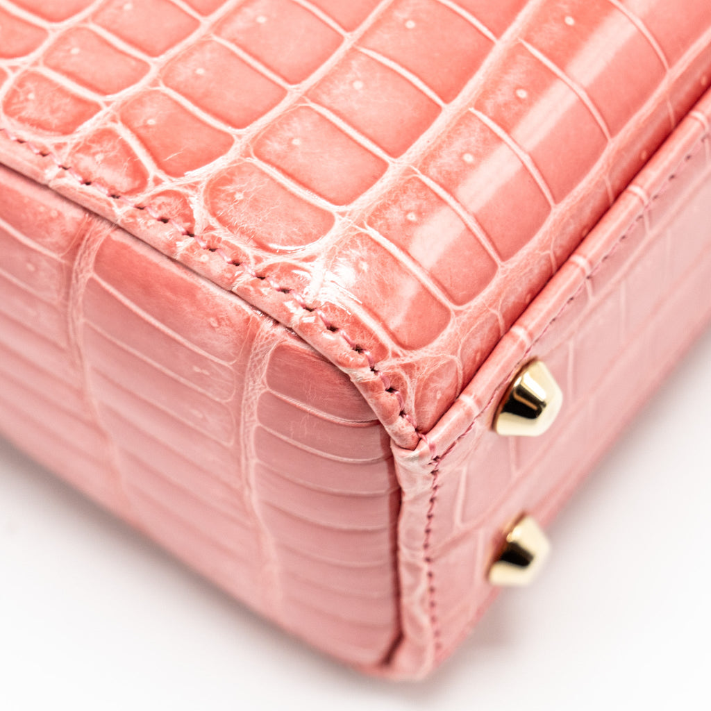 DIOR MINI LADY DIOR CROCODILE PINK LGHW