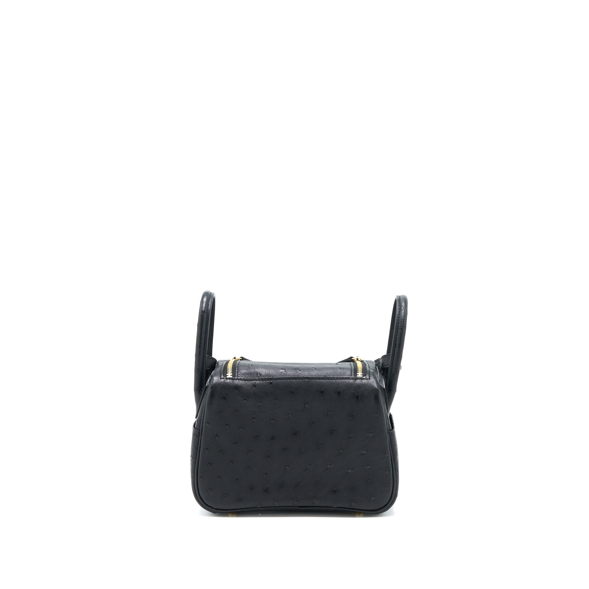 HERMES MINI LINDY OSTRICH BLACK GHW