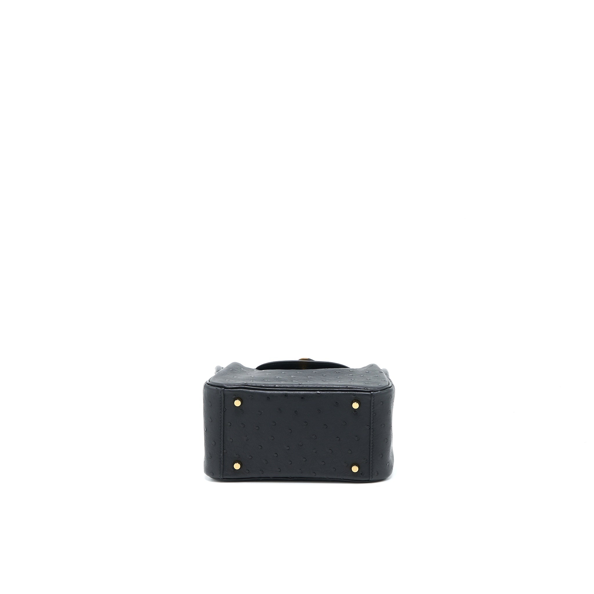 HERMES MINI LINDY OSTRICH BLACK GHW