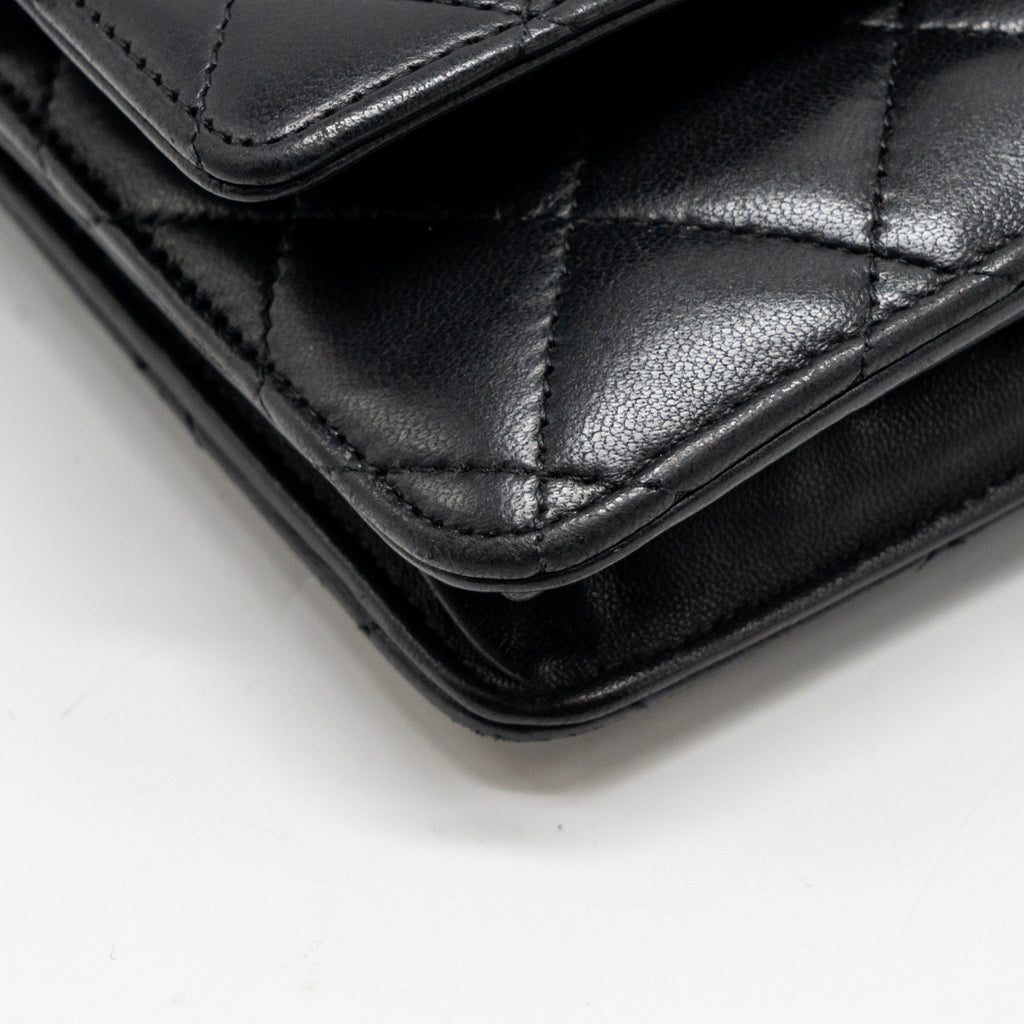 CHANEL CLASSIC WALLET ON CHAIN LAMBSKIN BLACK SHW