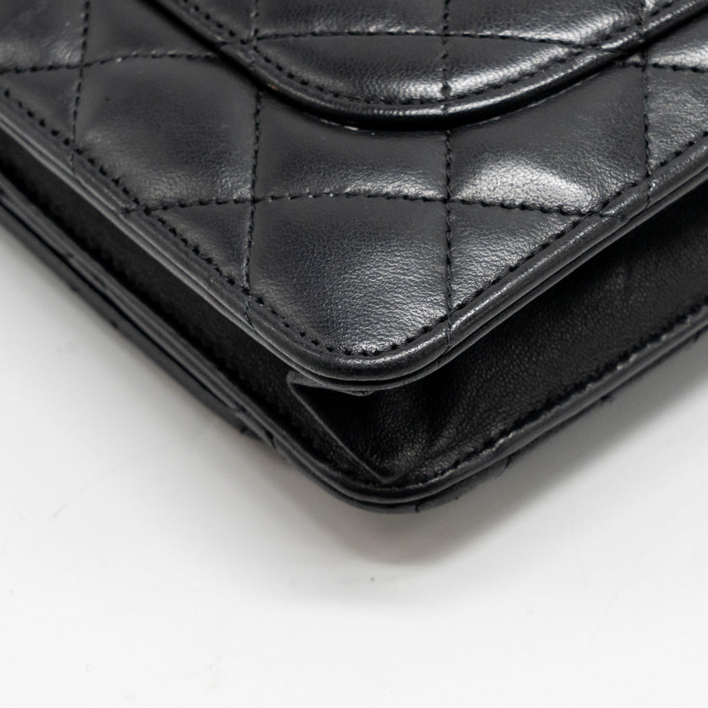 CHANEL CLASSIC WALLET ON CHAIN LAMBSKIN BLACK SHW