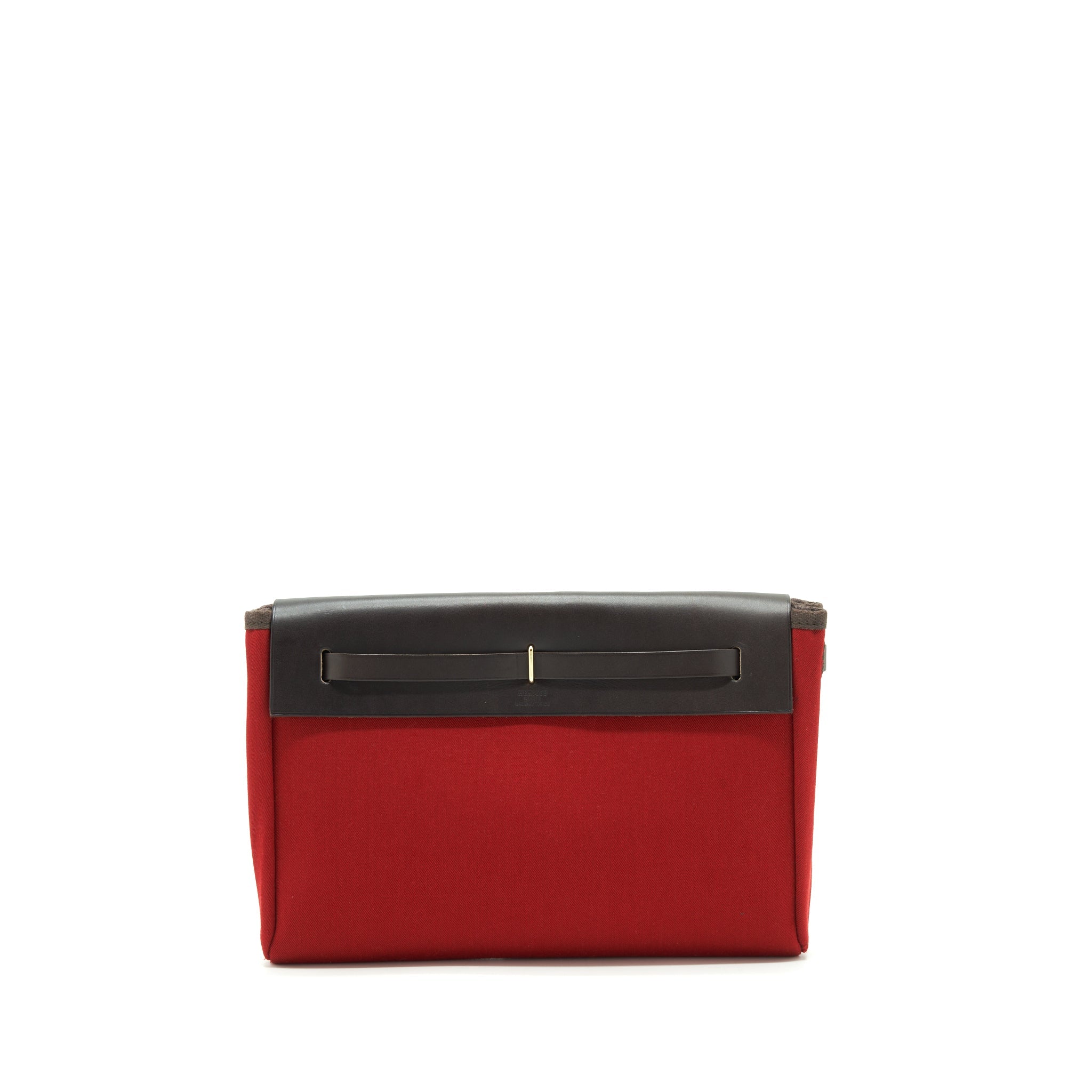 HERMES HERBAG CLUTCH BAG CANVAS ORANGE/RED