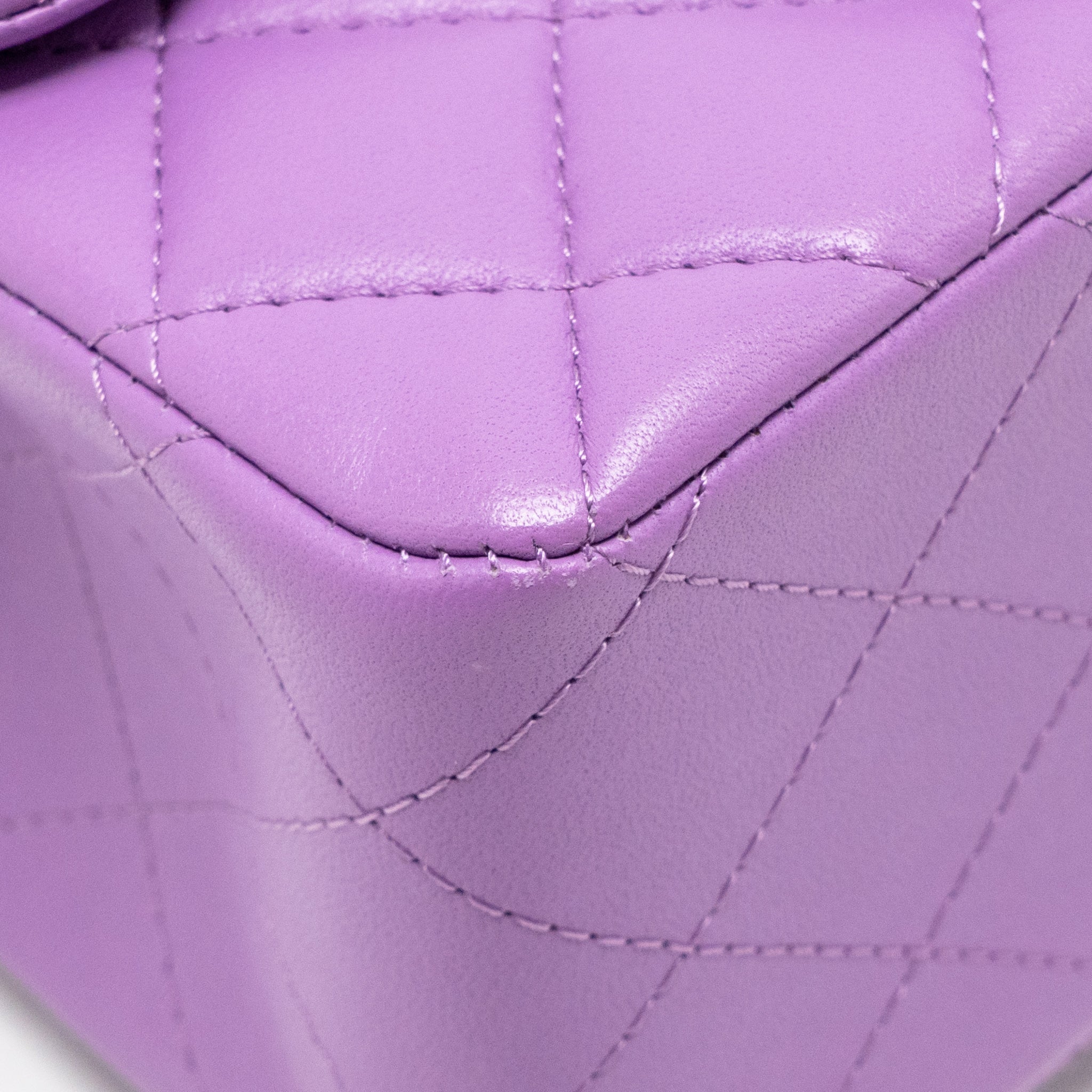 CHANEL MINI SQUARE FLAP BAG LAMBSKIN PURPLE SHW