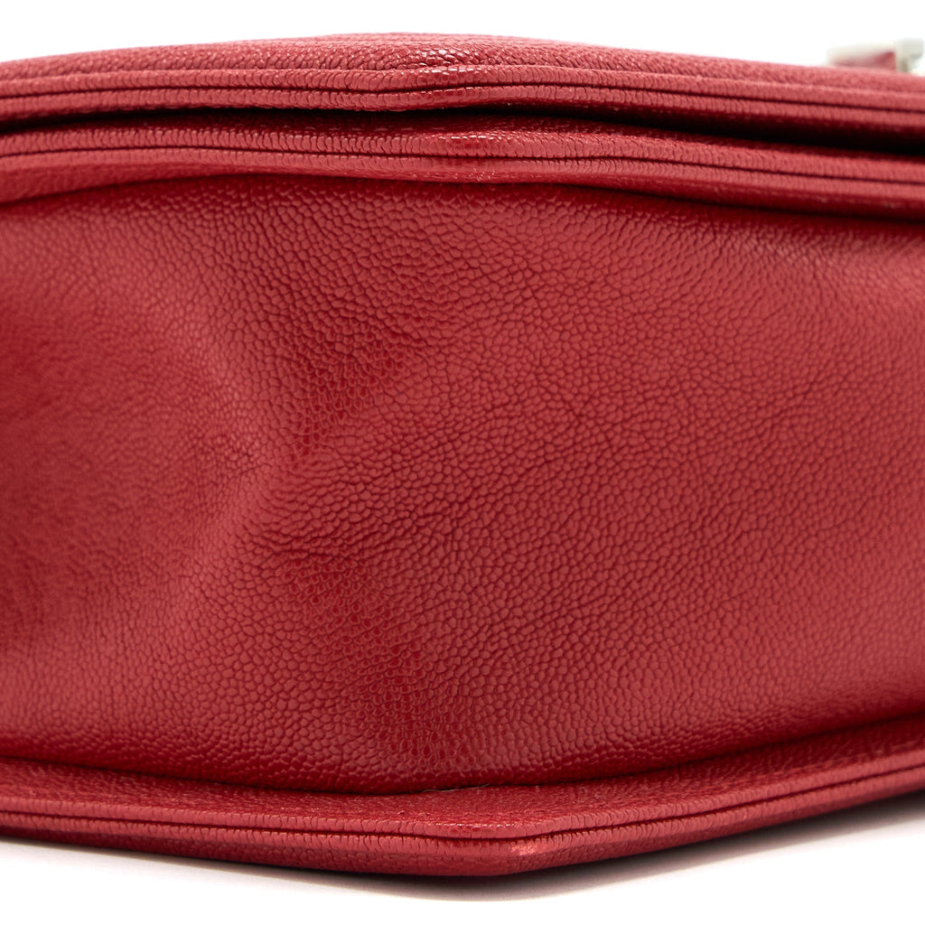CHANEL MEDIUM BOY BAG CAVIAR RED SHW