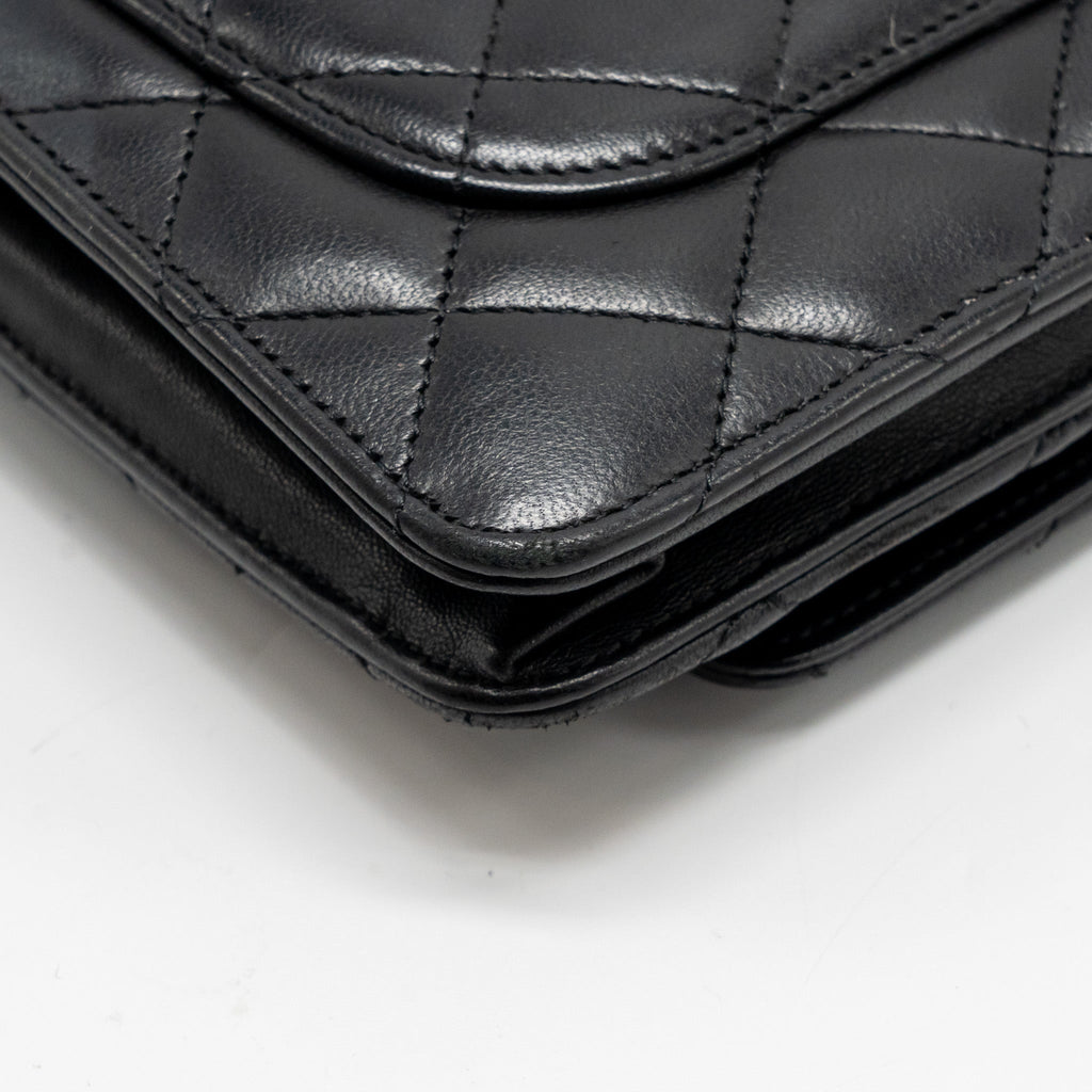 CHANEL CLASSIC WALLET ON CHAIN LAMBSKIN BLACK SHW