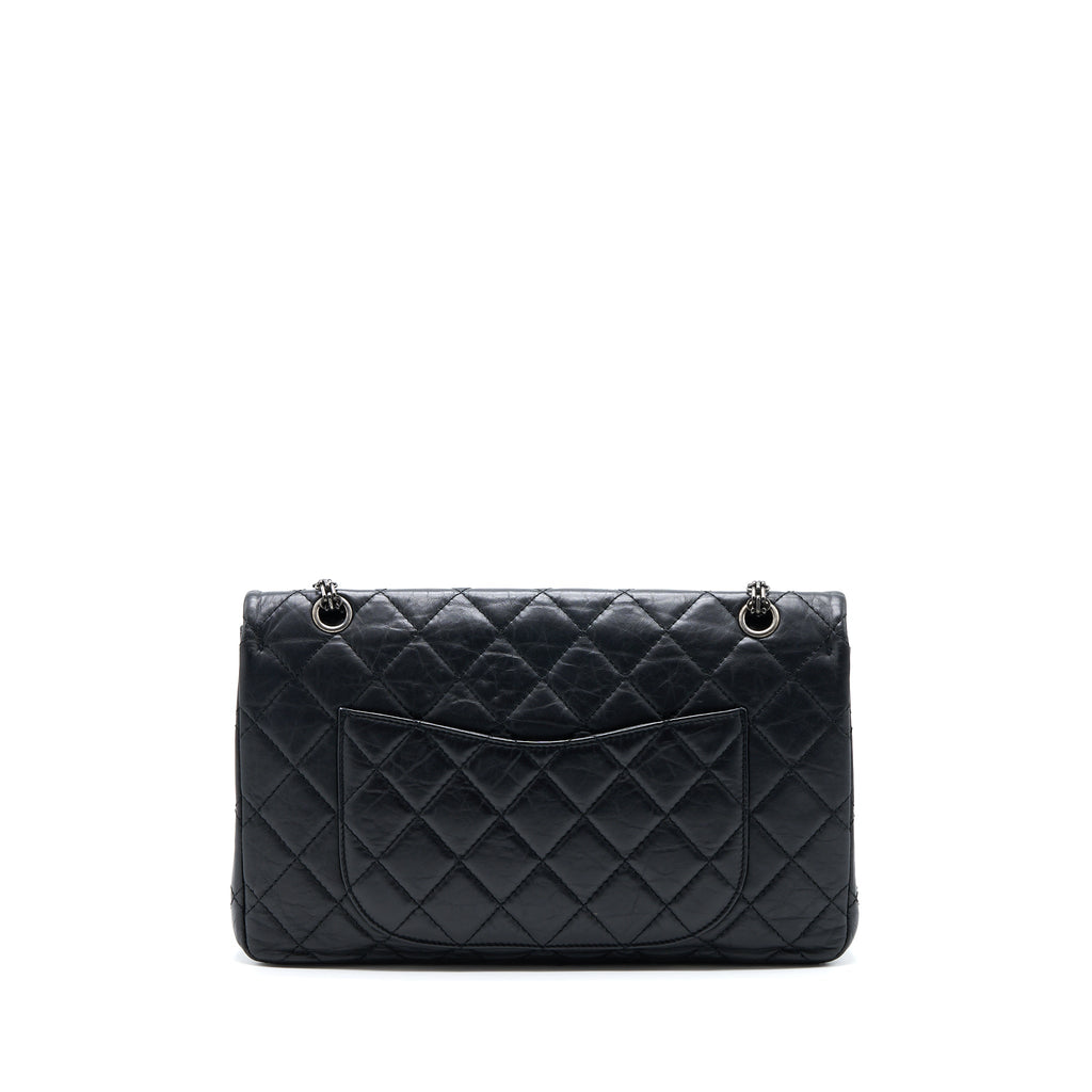 CHANEL 2.55 REISSUE 227 AGED CALFSKIN BLACK RUTHENIUM SHW