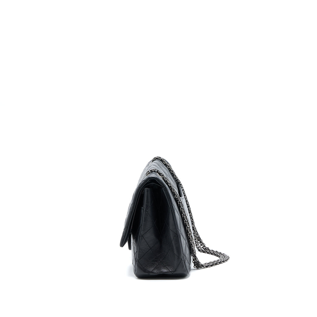 CHANEL 2.55 REISSUE 227 AGED CALFSKIN BLACK RUTHENIUM SHW