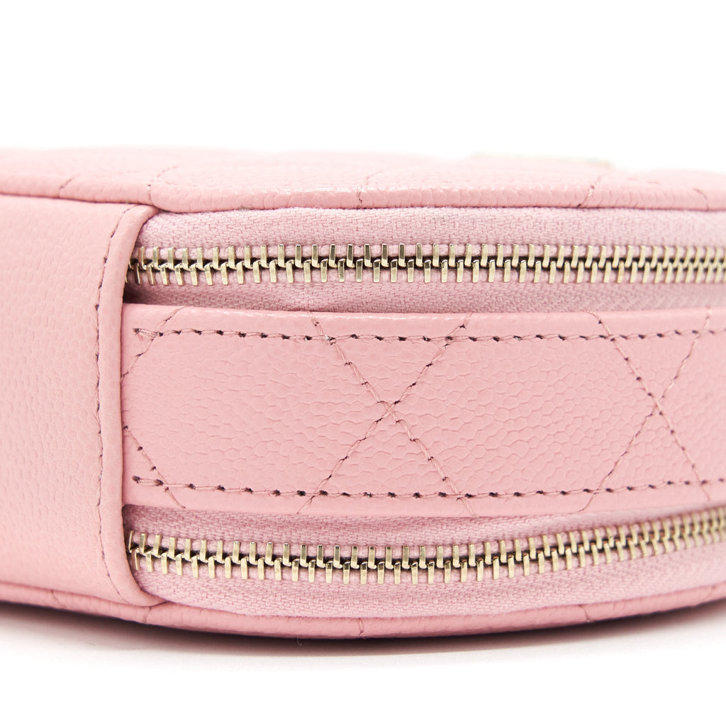 CHANEL 22C MINI ROUND PURSE VANITY CAVIAR LIGHT PINK LGHW