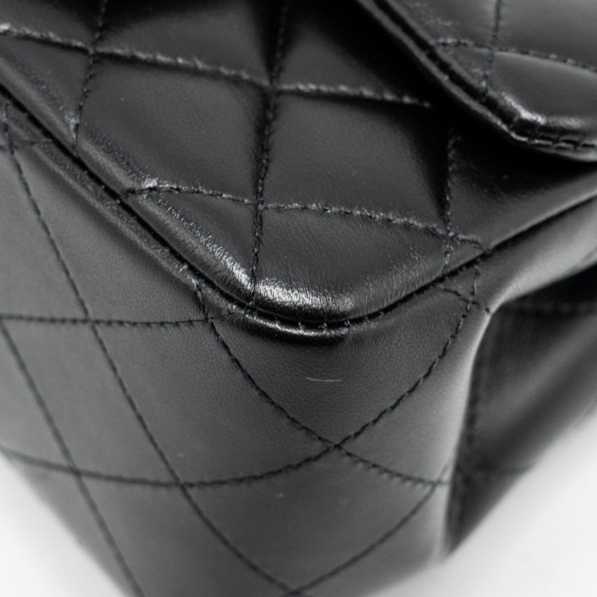 CHANEL MINI SQUARE FLAP BAG LAMBSKIN BLACK LGHW (MICROCHIP)
