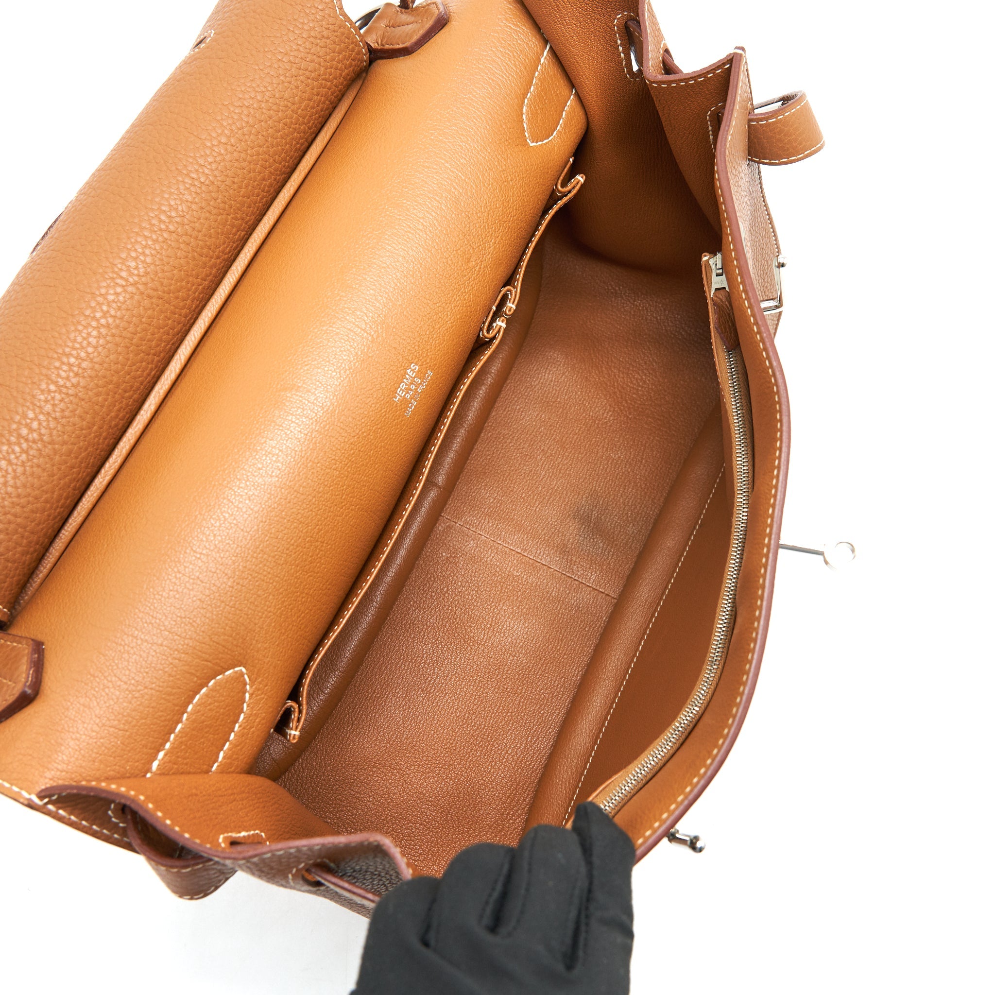 HERMES JYPSIERE 34 BAG GOLD CLEMENCE LEATHER SHW