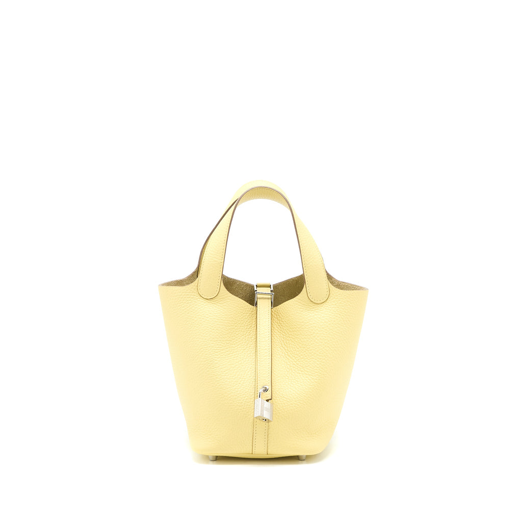 HERMES PICOTIN 18 LOCK BAG CLEMENCE 1Z JAUNE POUSSIN SHW