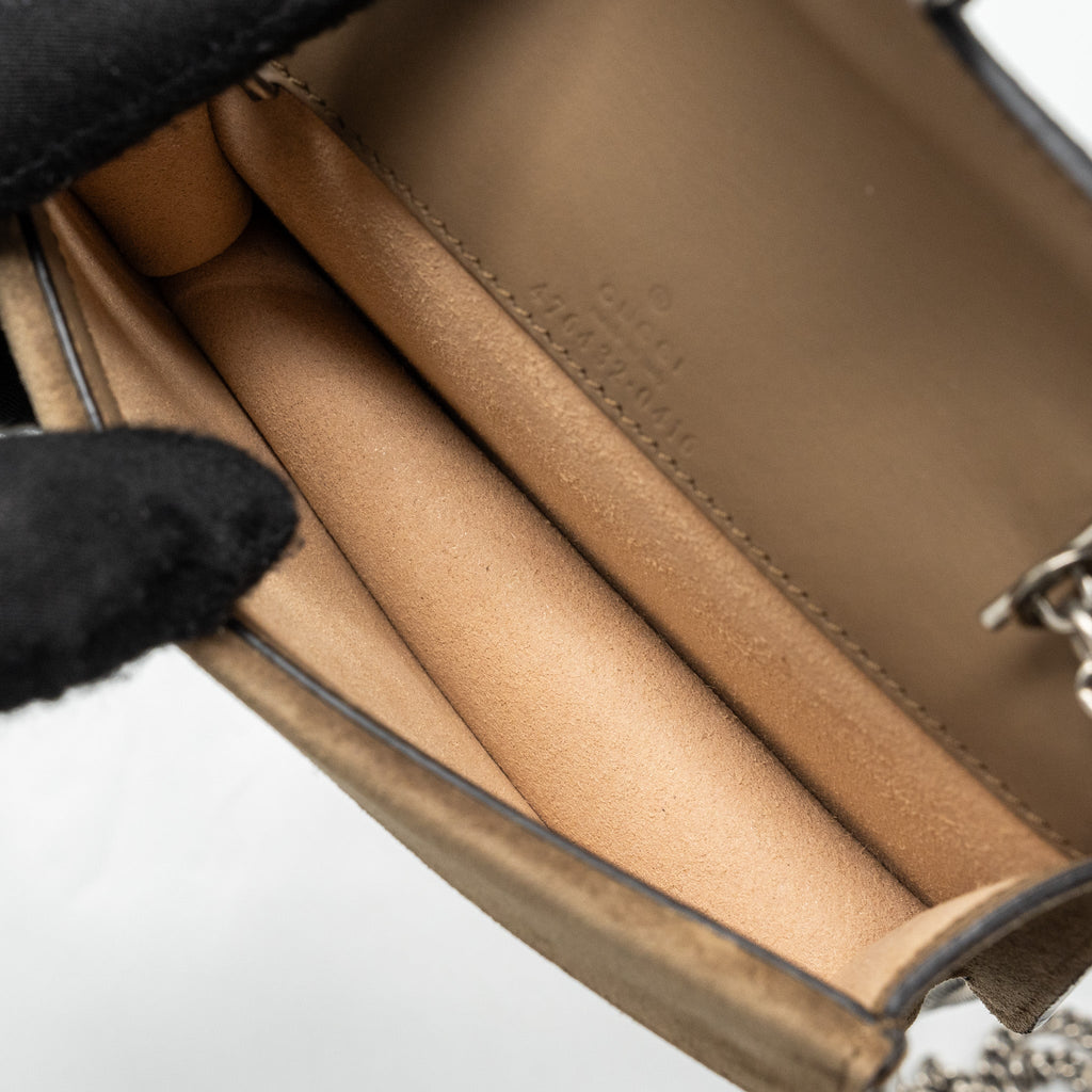 GUCCI SUPER MINI DIONYSUS GG SUPREME CANVAS/SUEDE BROWN SHW
