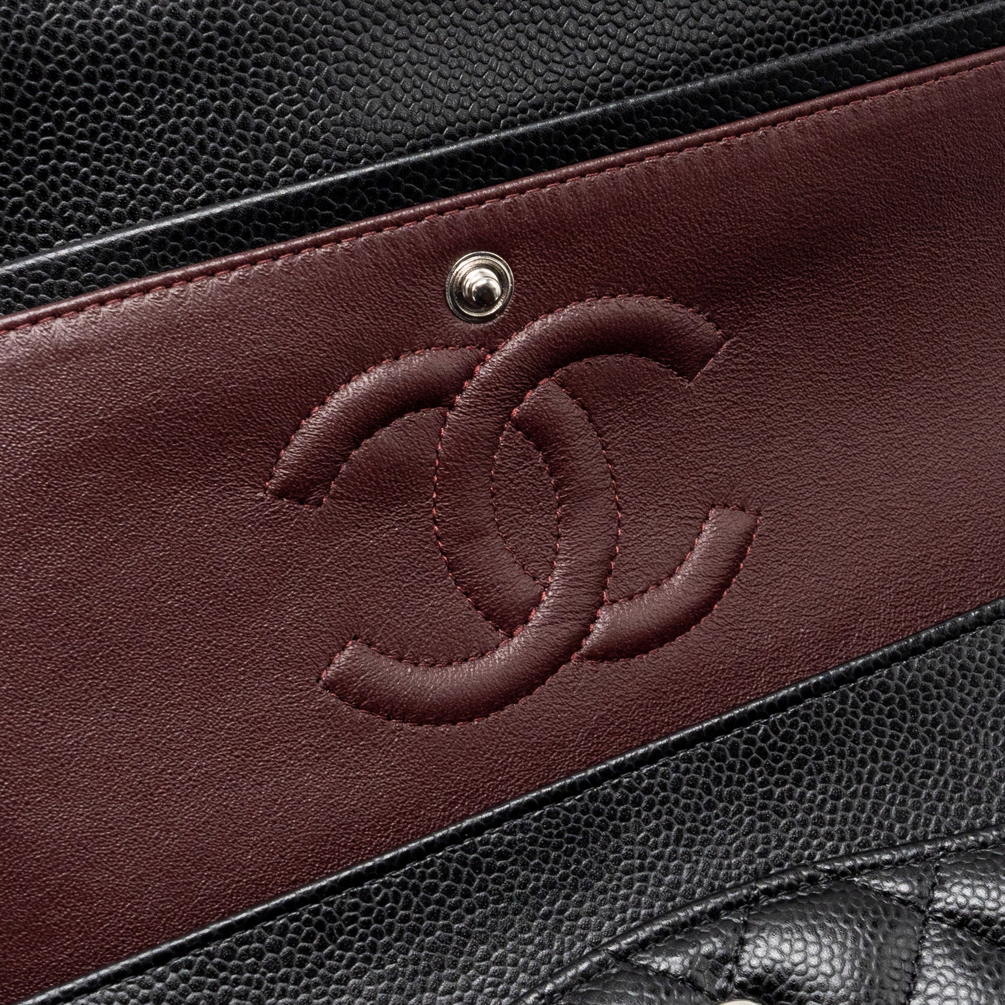 CHANEL MEDIUM CLASSIC DOUBLE FLAP BAG CAVIAR BLACK SHW