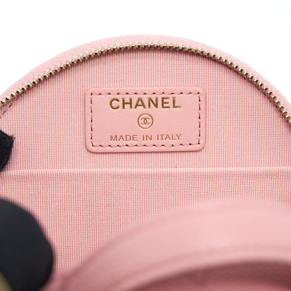 CHANEL 22C MINI ROUND PURSE VANITY CAVIAR LIGHT PINK LGHW
