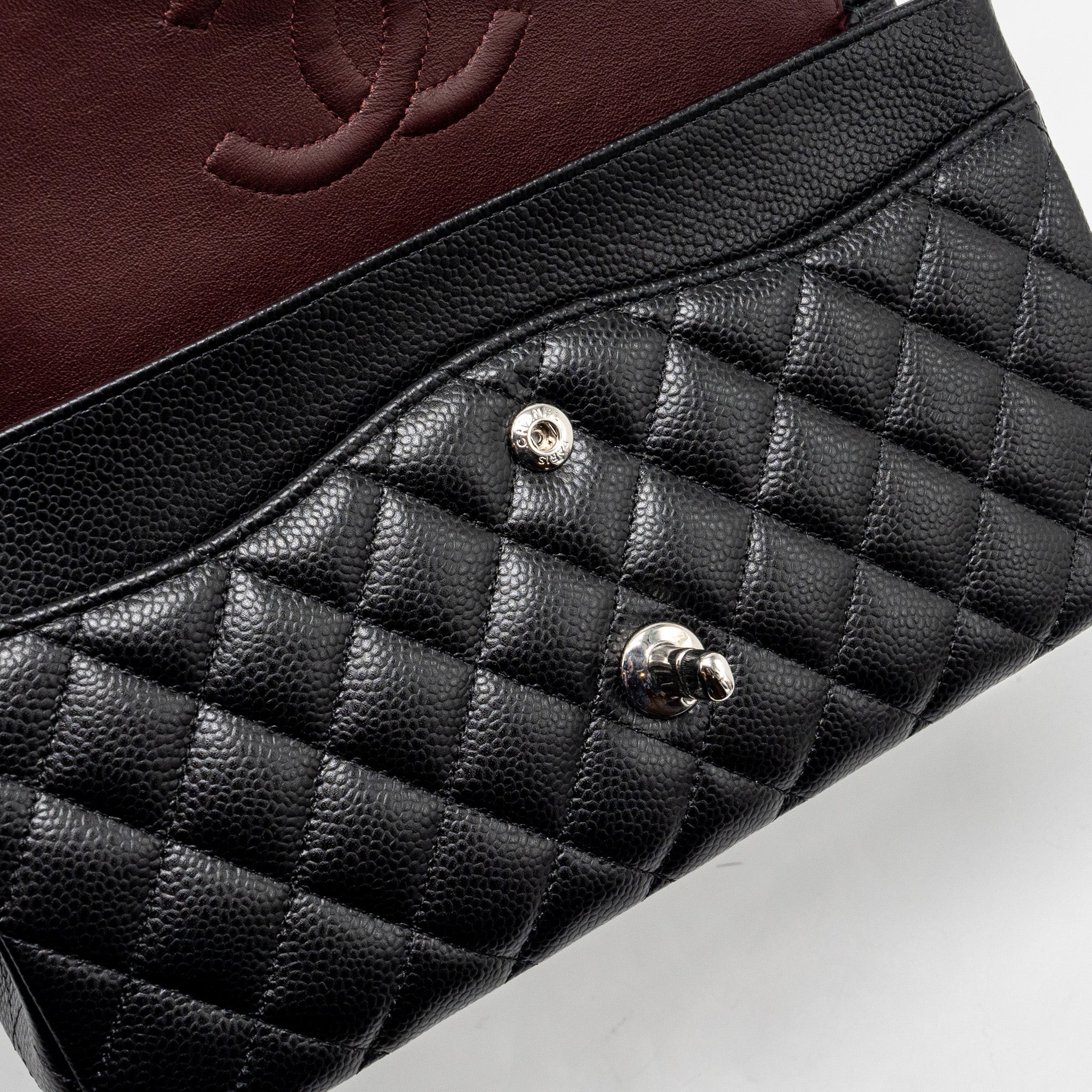 CHANEL MEDIUM CLASSIC DOUBLE FLAP BAG CAVIAR BLACK SHW