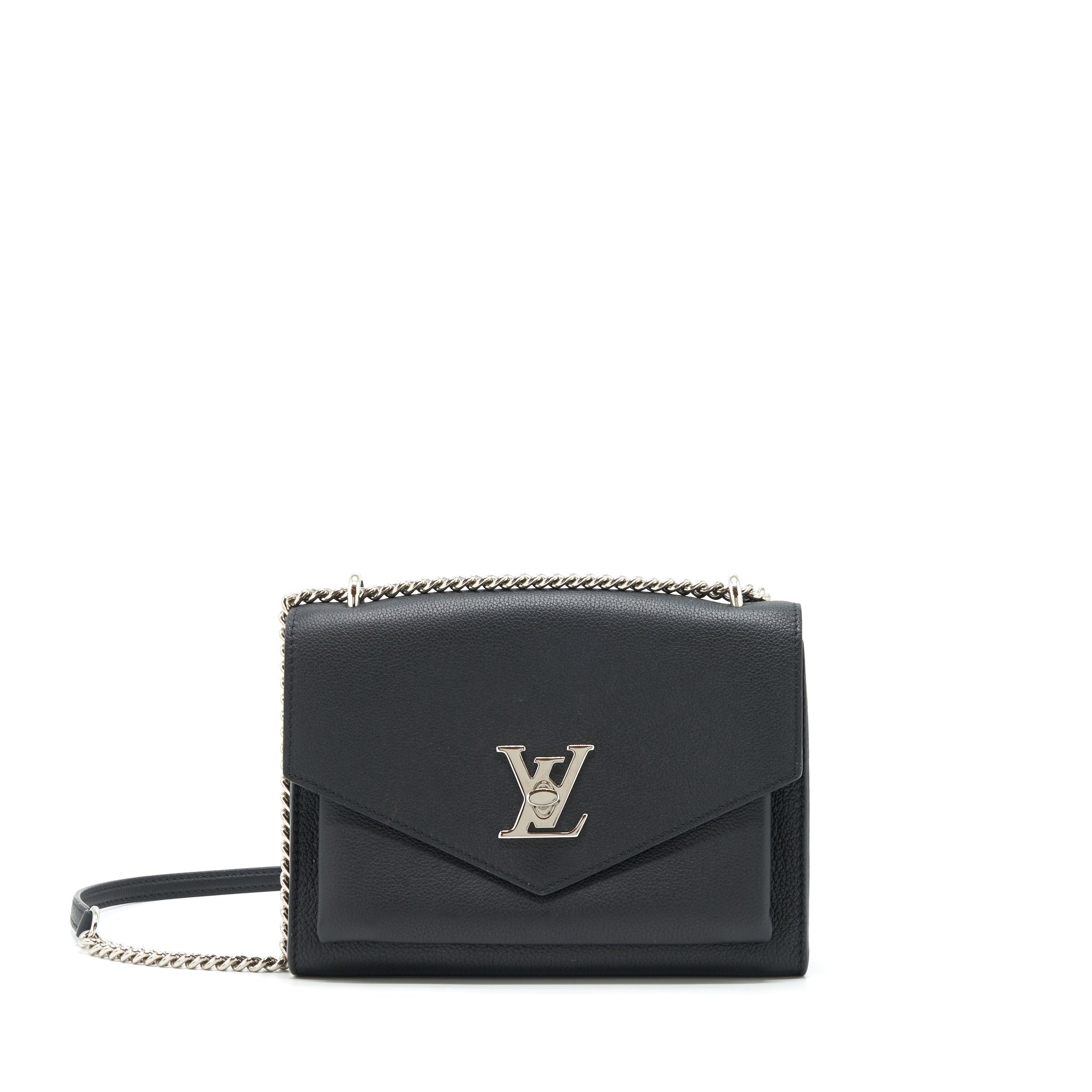 LOUIS VUITTON MYLOCKME SATCHEL CHAIN BAG CALFSKIN BLACK SHW