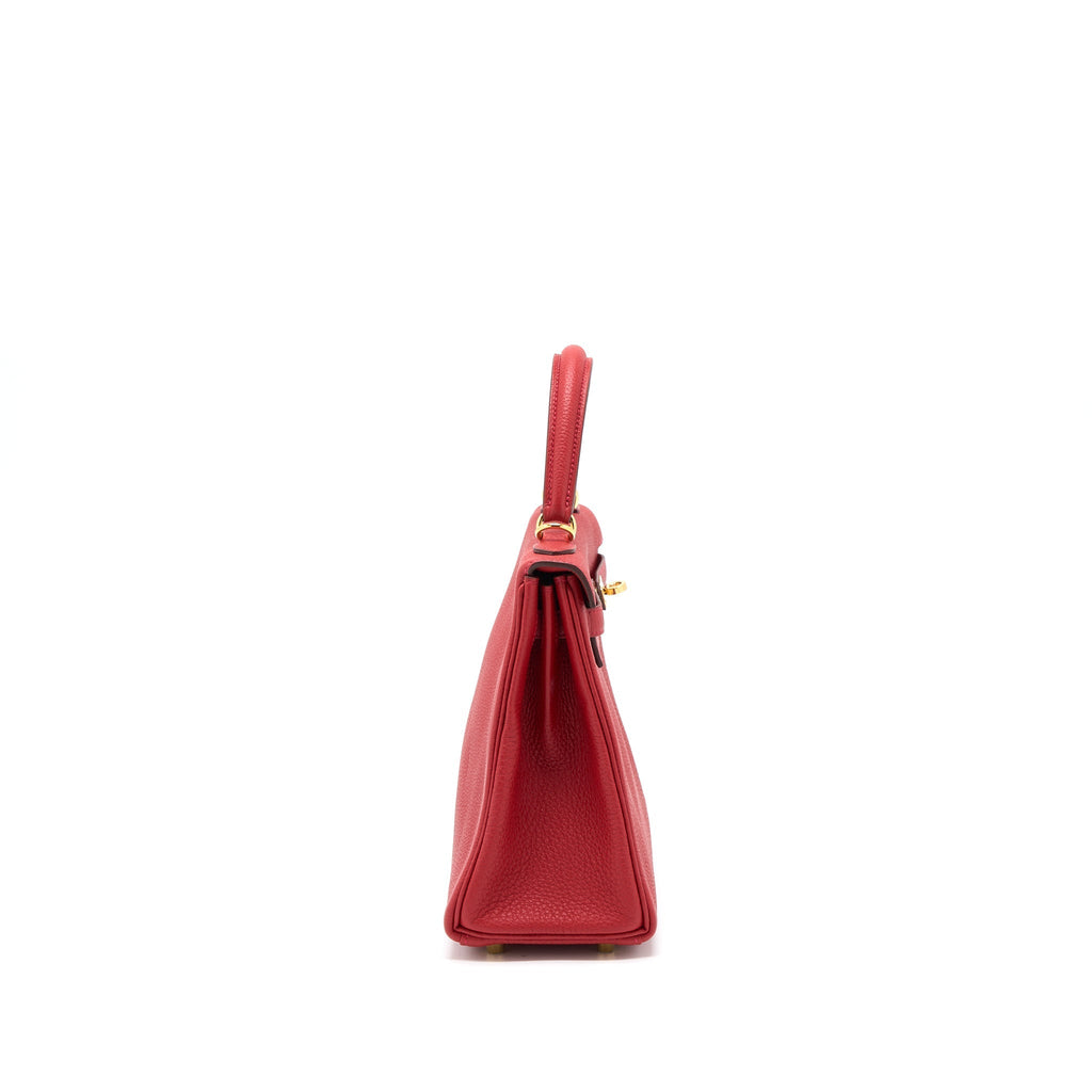 HERMES KELLY 25 TOGO Q5 ROUGE CASAQUE GHW