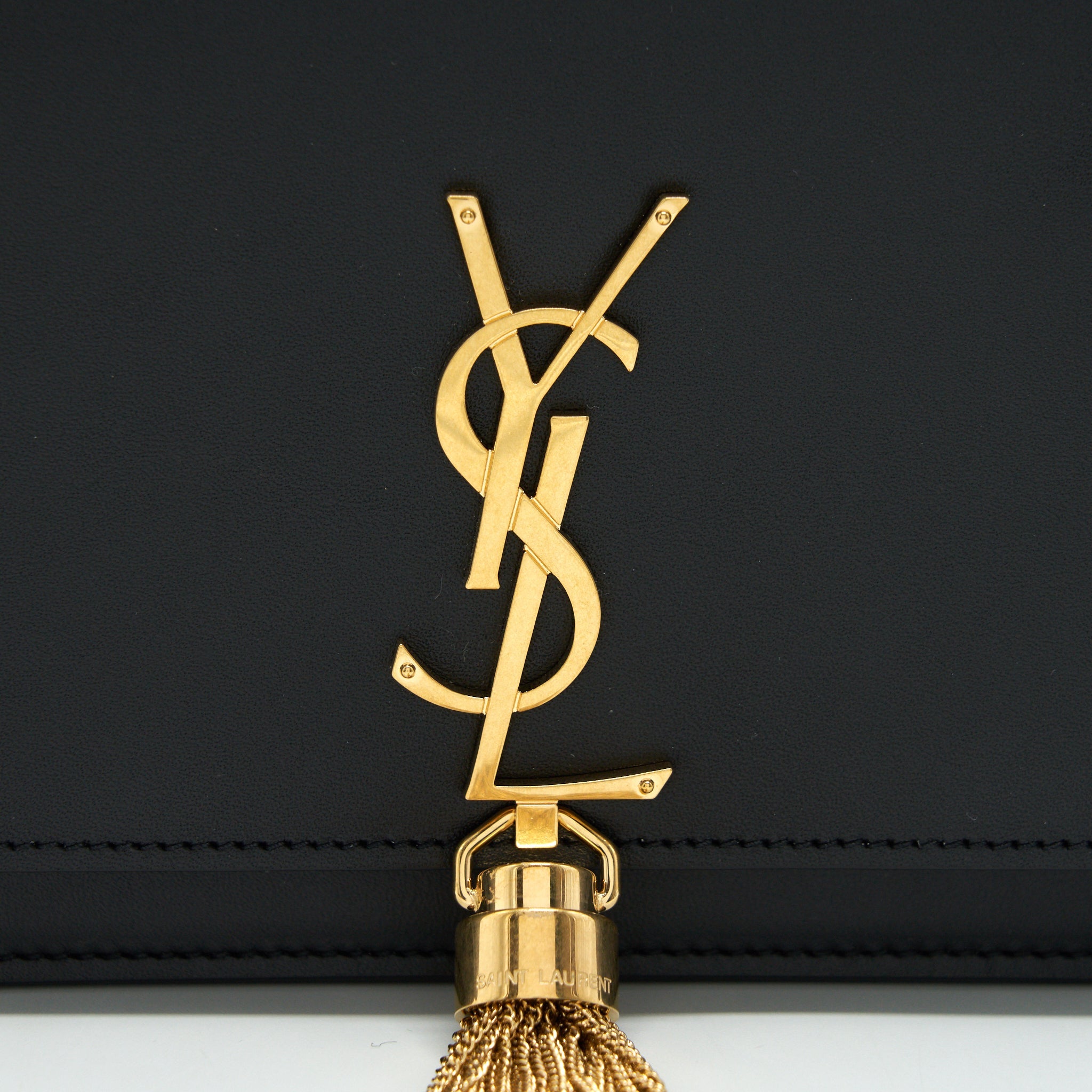 SAINT LAUREN  KATE WALLET ON CHAIN WITH TASSEL BLACK GHW