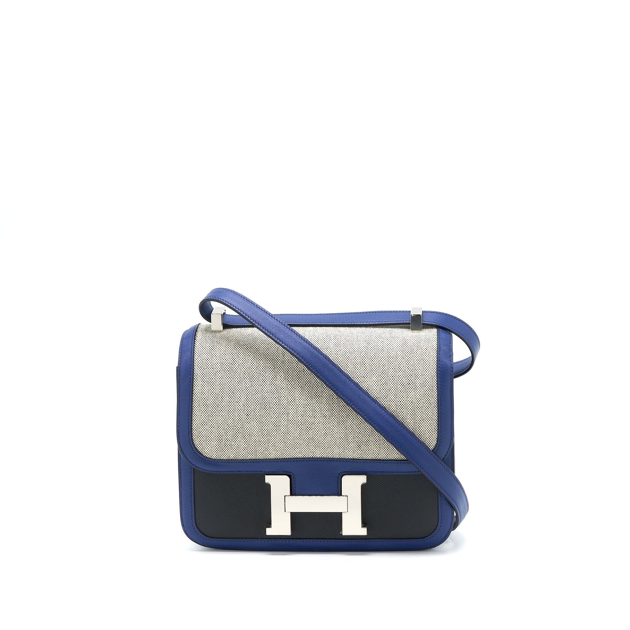 HERMES CONSTANCE 24 SWIFT/TOILE BLACK/BLUE SAPHIR SHW