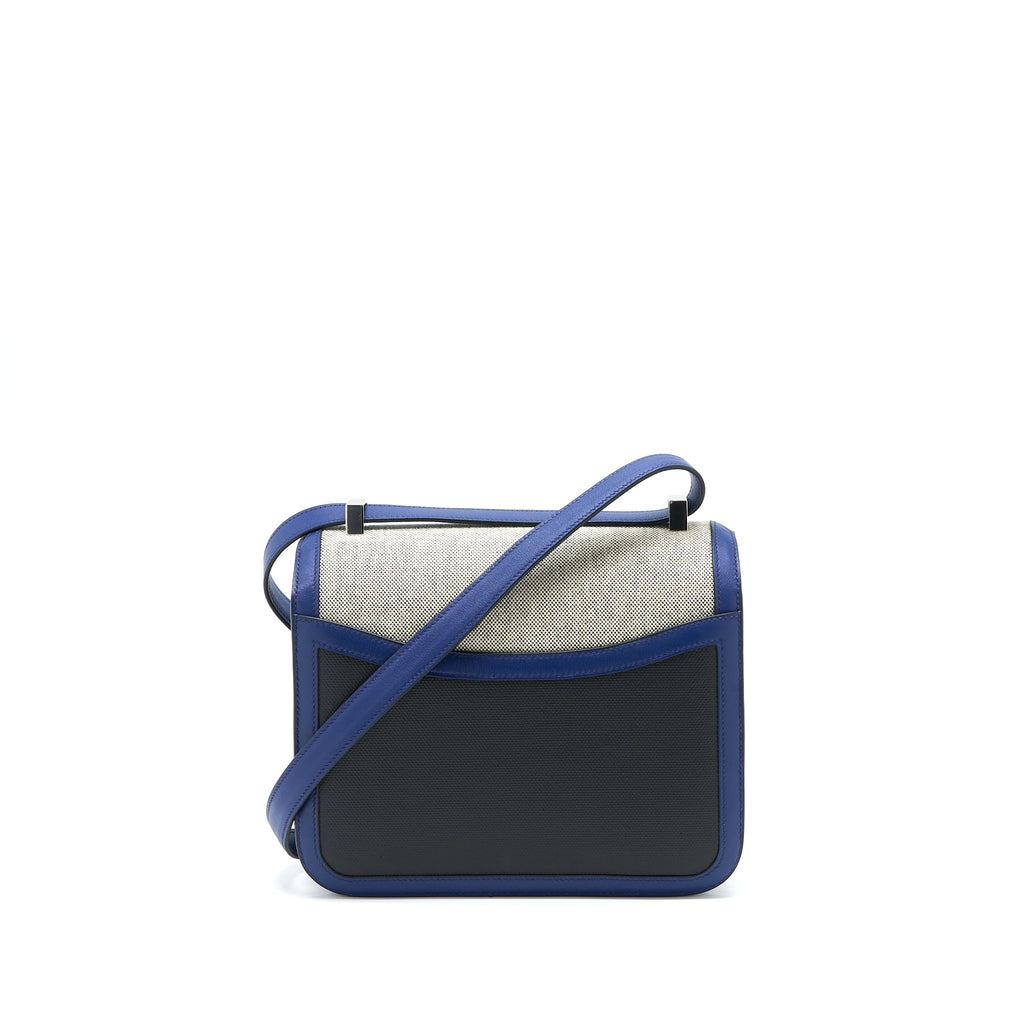 HERMES CONSTANCE 24 SWIFT/TOILE BLACK/BLUE SAPHIR SHW