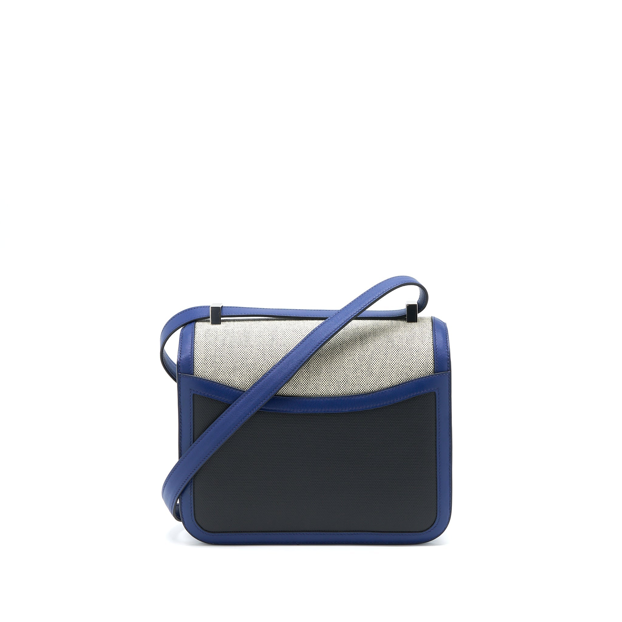 HERMES CONSTANCE 24 SWIFT/TOILE BLACK/BLUE SAPHIR SHW