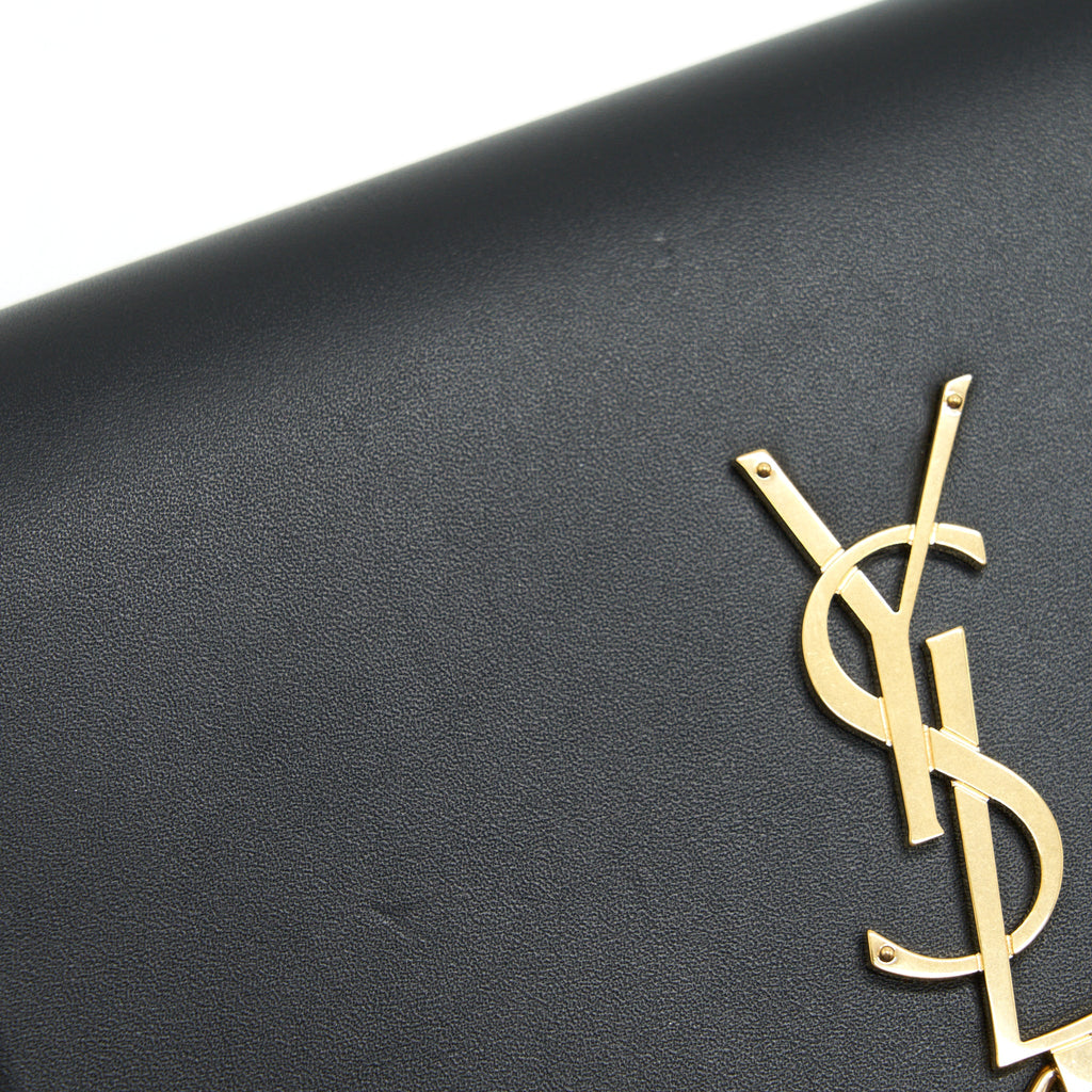 SAINT LAUREN  KATE WALLET ON CHAIN WITH TASSEL BLACK GHW