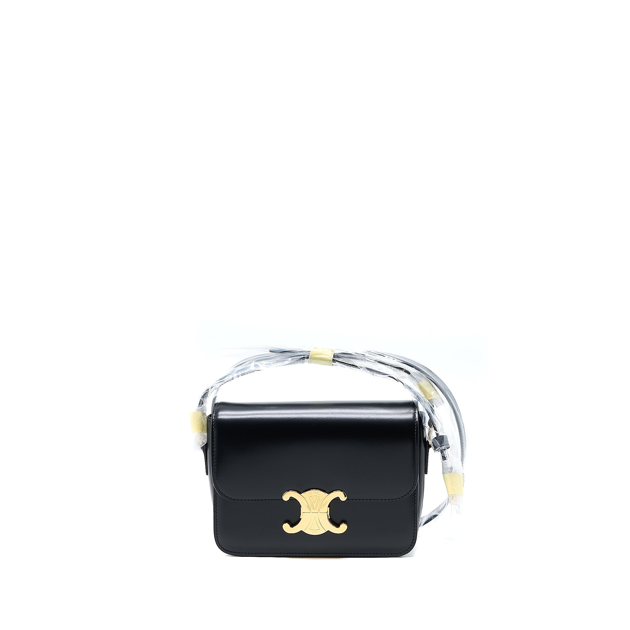CELINE TEEN TRIOMPHE SHOULDER BAG CALFSKIN BLACK GHW